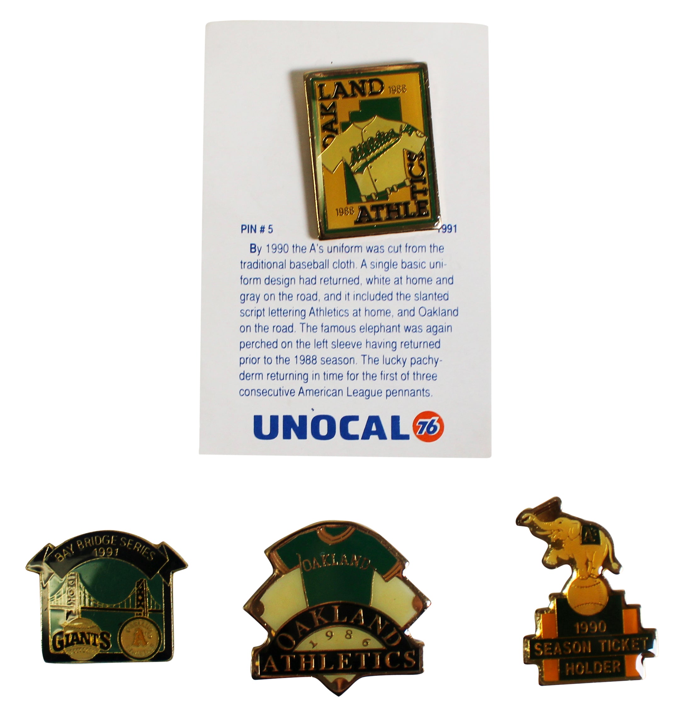 Athletics Assorted Collector Pin Set Un-signed 2