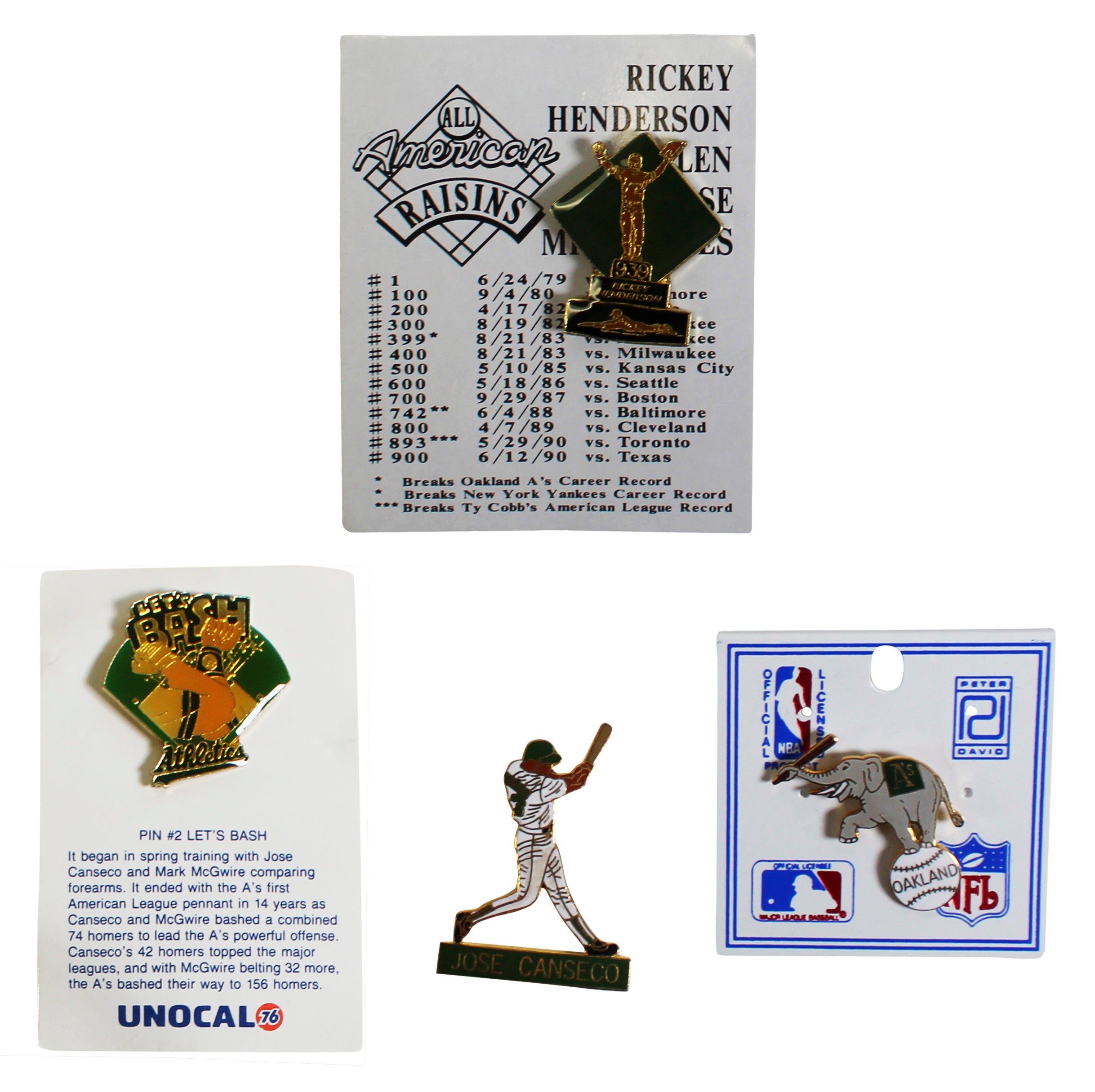 Athletics Assorted Collector Pin Set Un-signed 6