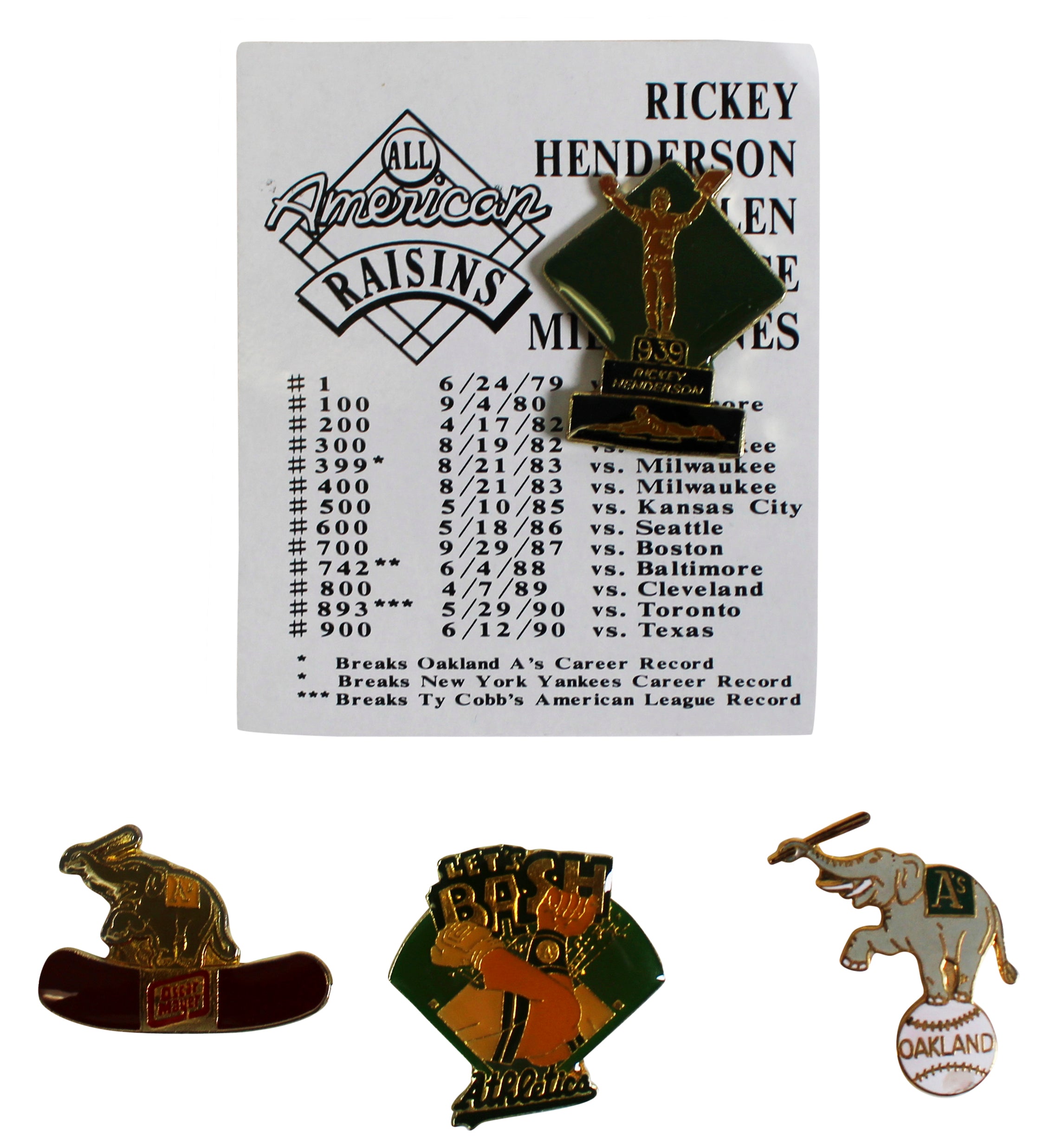 Athletics Assorted Collector Pin Set Un-signed 4