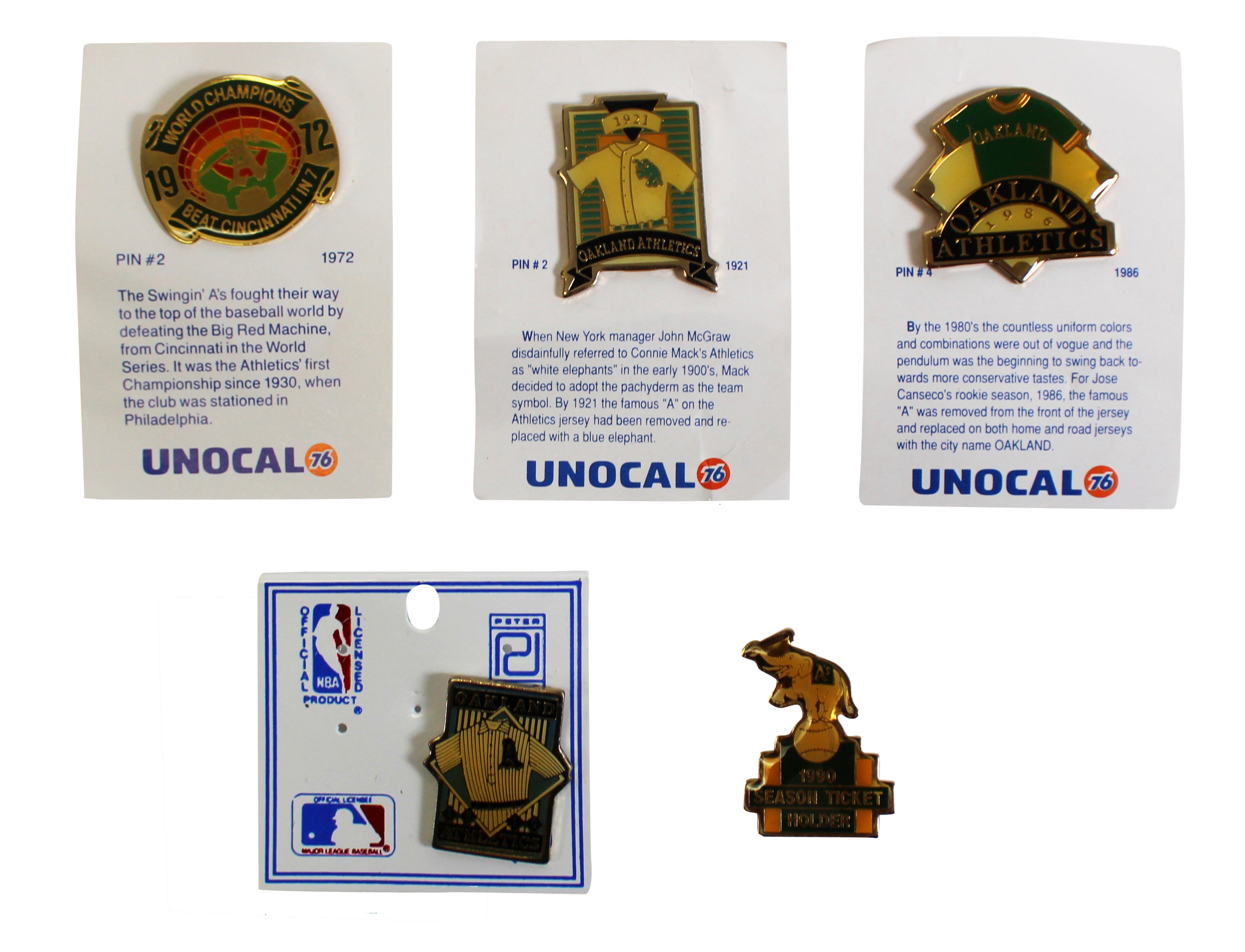 Athletics History Collector Pin Set Un-signed 1