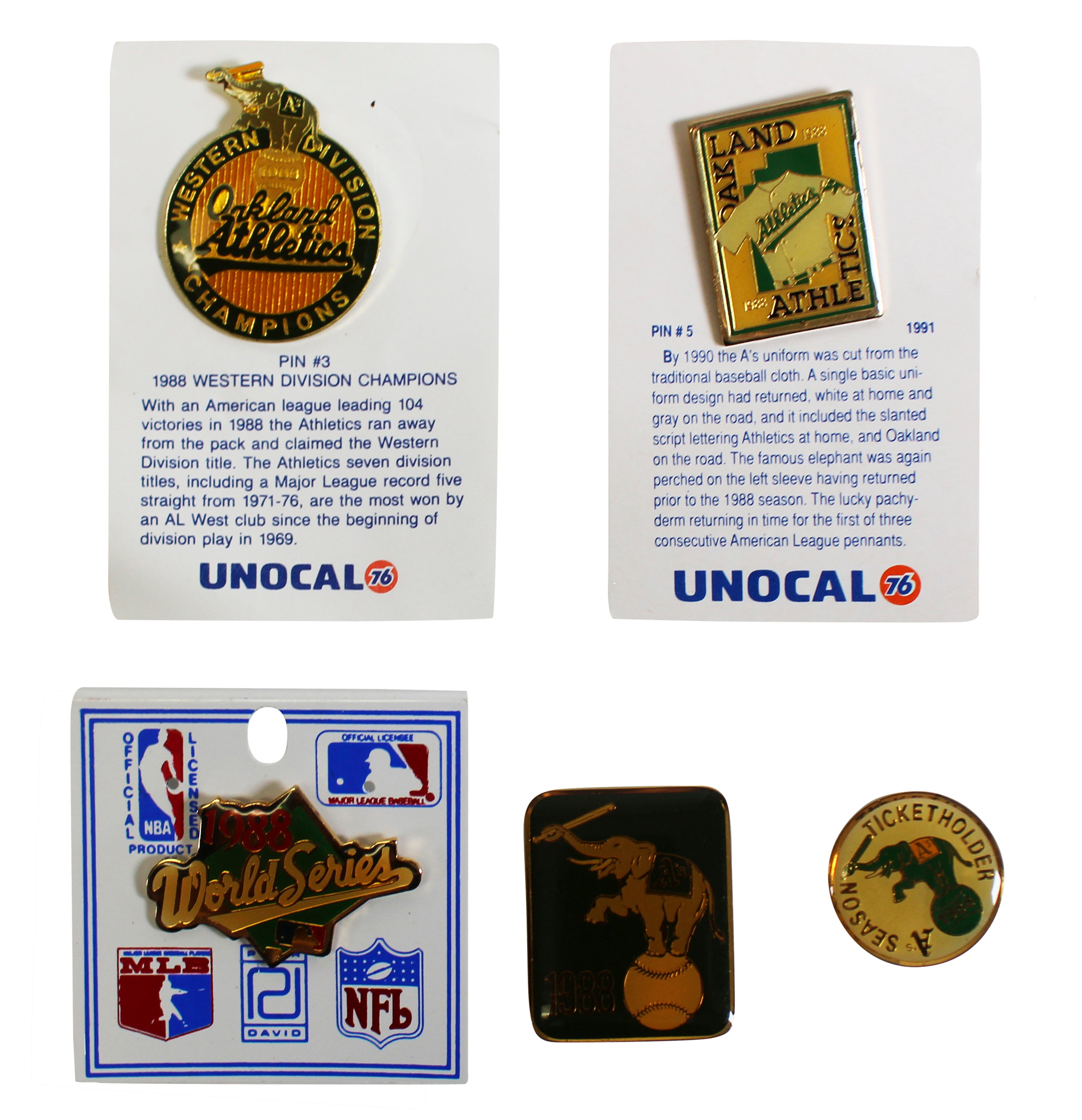 Athletics 1988 Season Collector Pin Set Un-signed 2