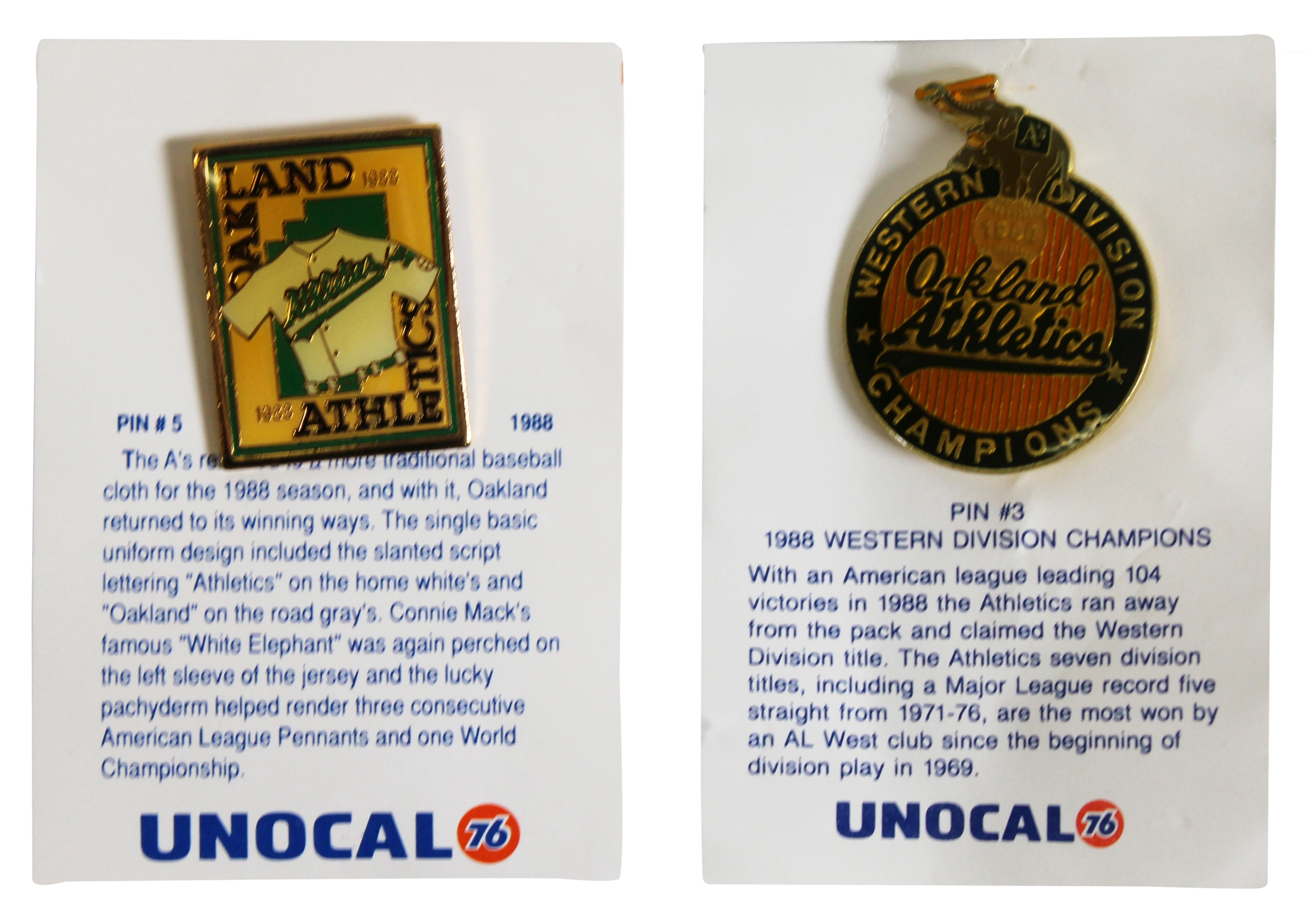 Athletics 1988 Season Collector Pin Set Un-signed 4