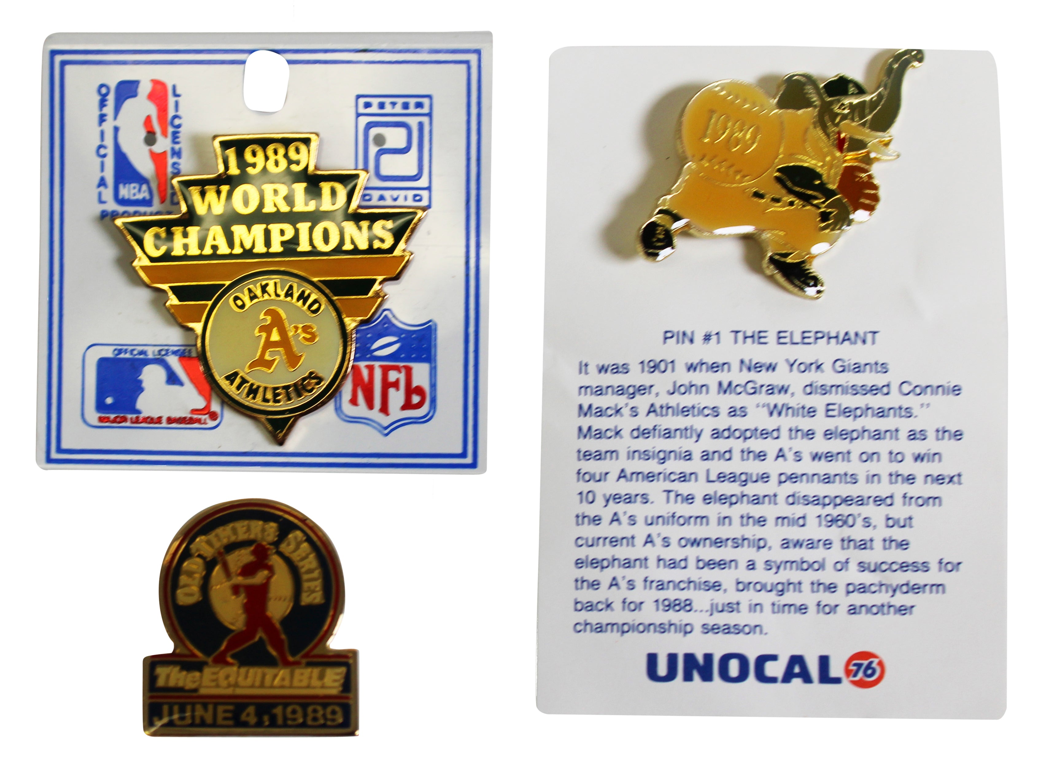 Athletics 1989 Season Collector Pin Set Un-signed 5