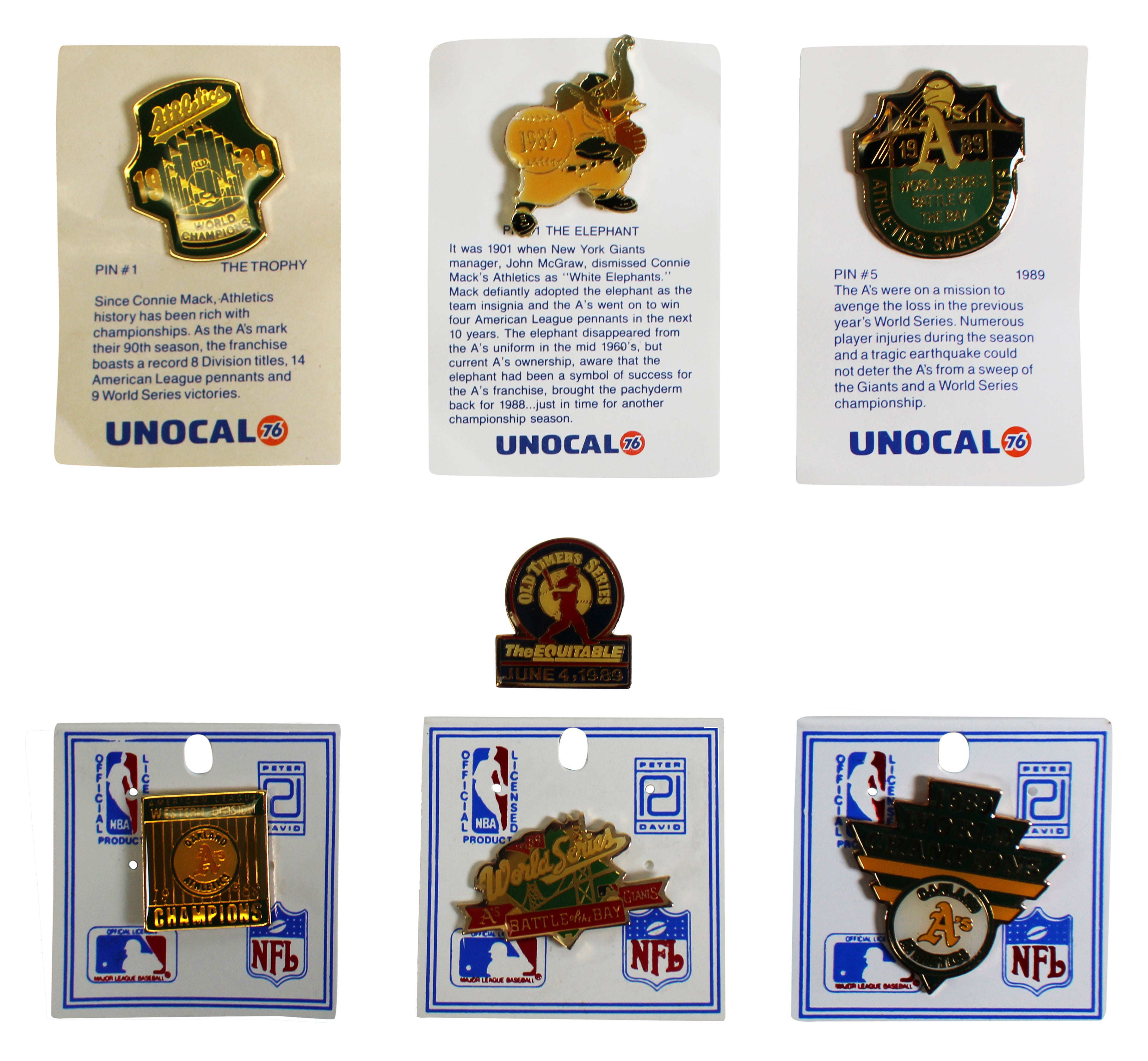 Athletics 1989 Season Collector Pin Set Un-signed 2