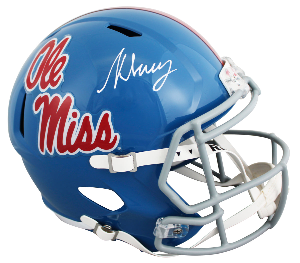 Ole Miss Kewan Lacy Signed Powder Blue Full Size Speed Rep Helmet BAS
