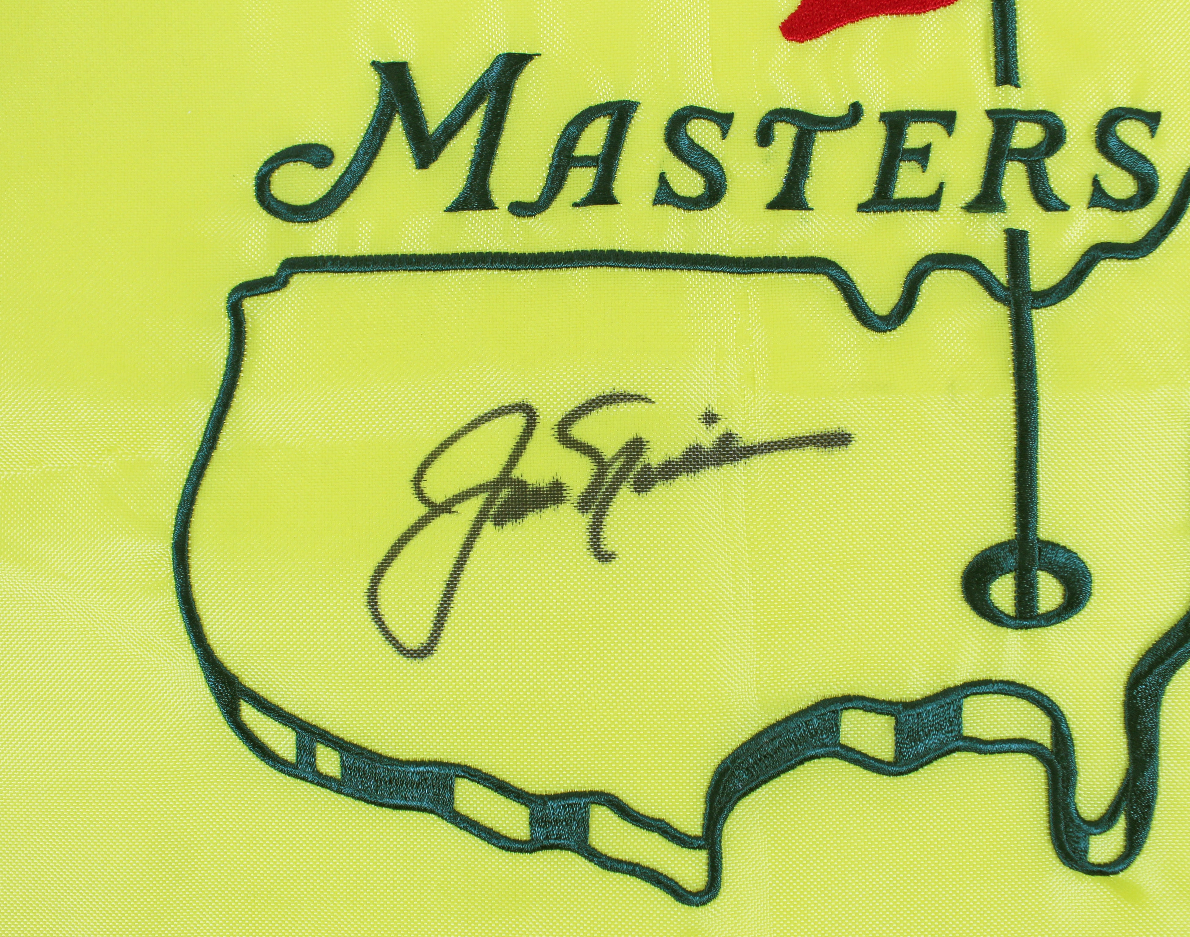 Jack Nicklaus Authentic Signed & Framed Yellow Masters Pin Flag JSA #YY51314