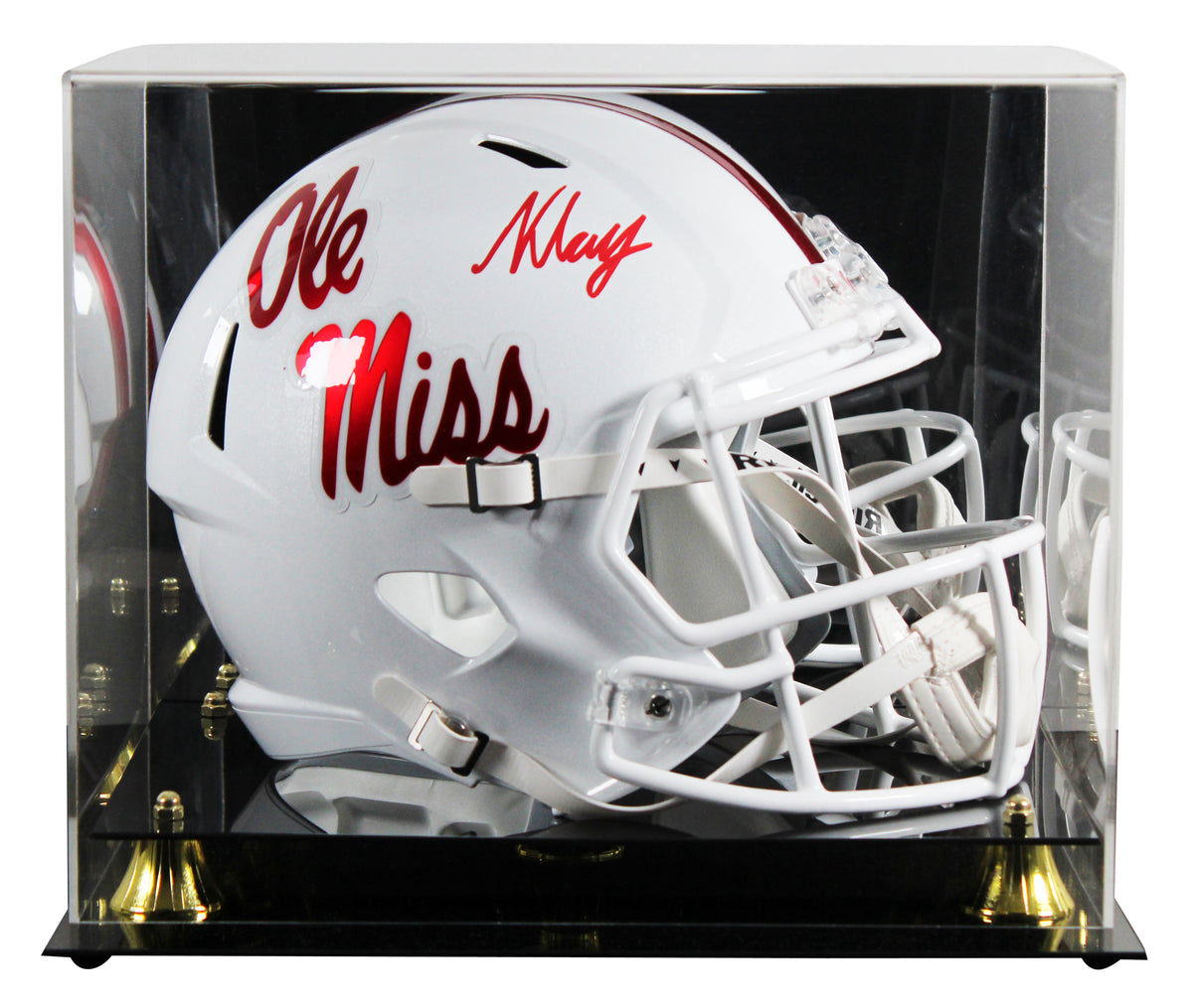 Ole Miss Kewan Lacy Signed White Full Size Speed Rep Helmet W/ Case BAS