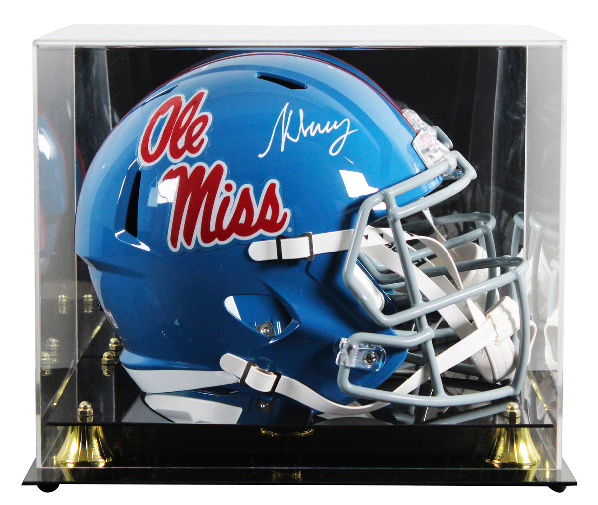 Ole Miss Kewan Lacy Signed Powder Blue Full Size Speed Rep Helmet W/ Case BAS