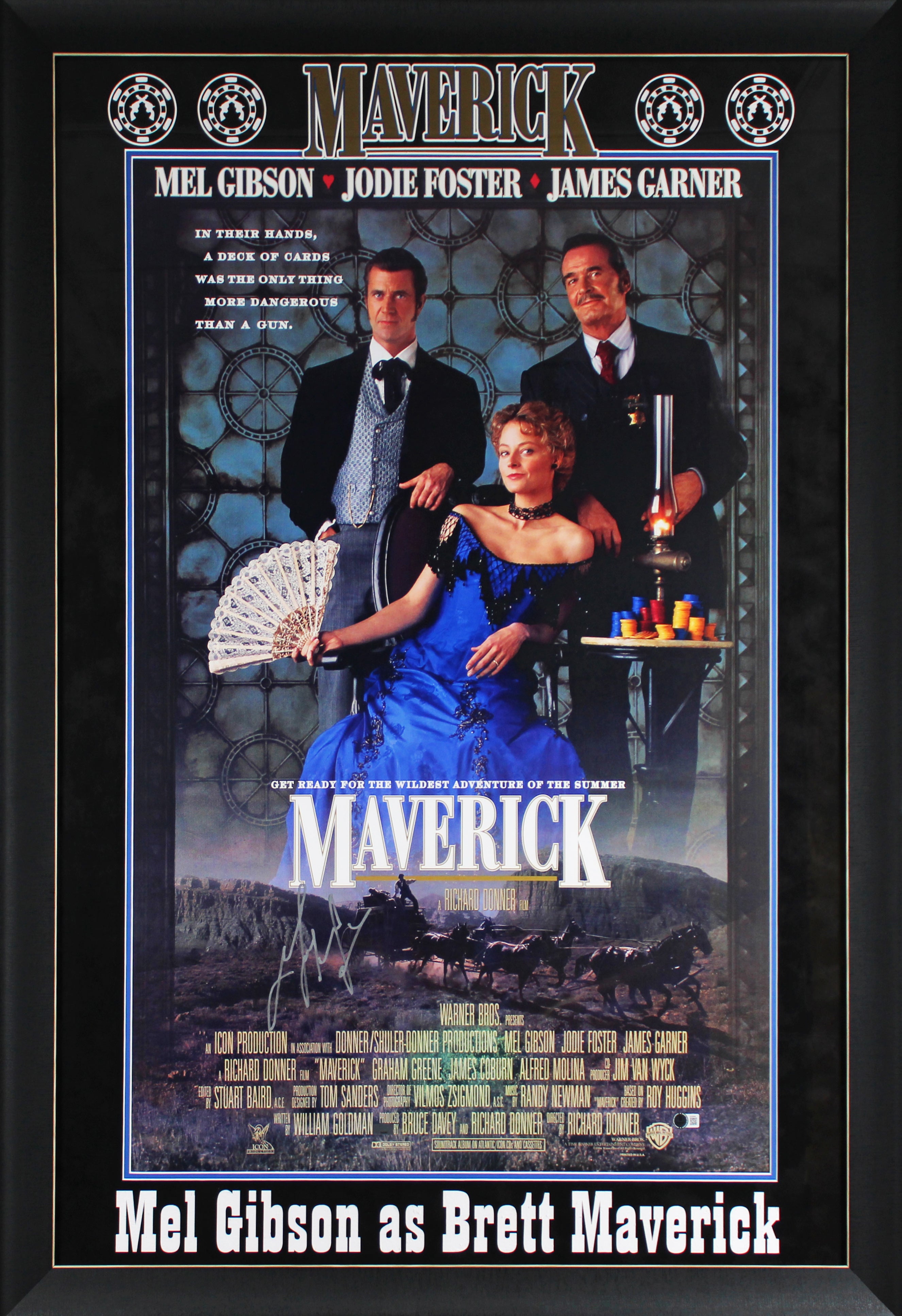 Mel Gibson Maverick Authentic Signed & Framed 27x40 Poster Autographed BAS