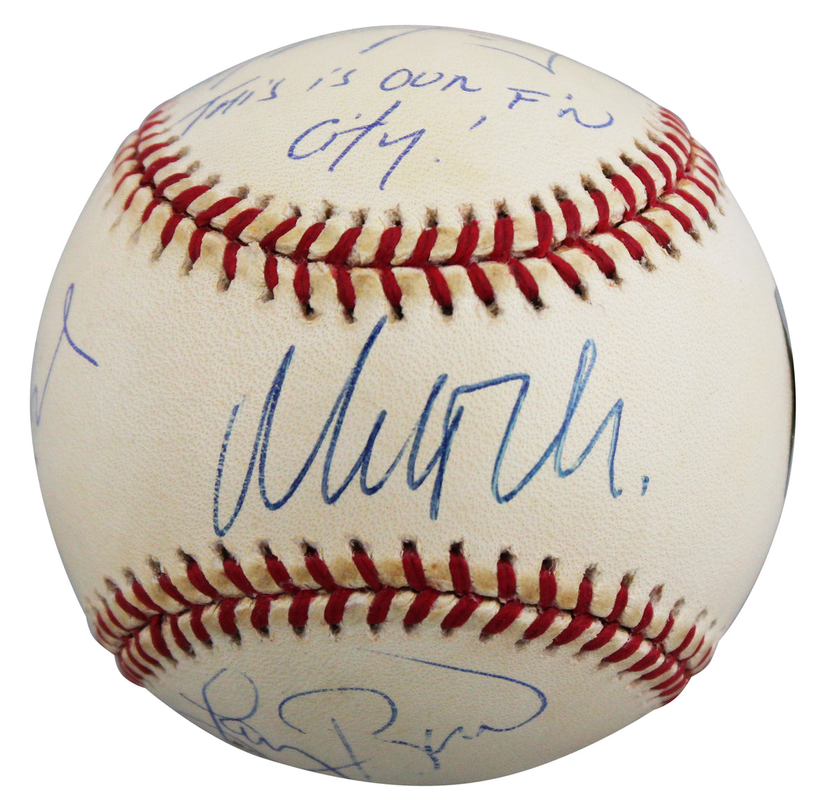 Boston Strong (5) Damon, Brady, Ortiz, Orr & Bird Signed Baseball BAS #T71331