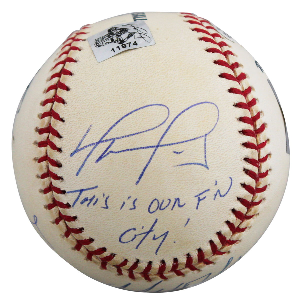 Boston Strong (5) Damon, Brady, Ortiz, Orr & Bird Signed Baseball BAS #T71331