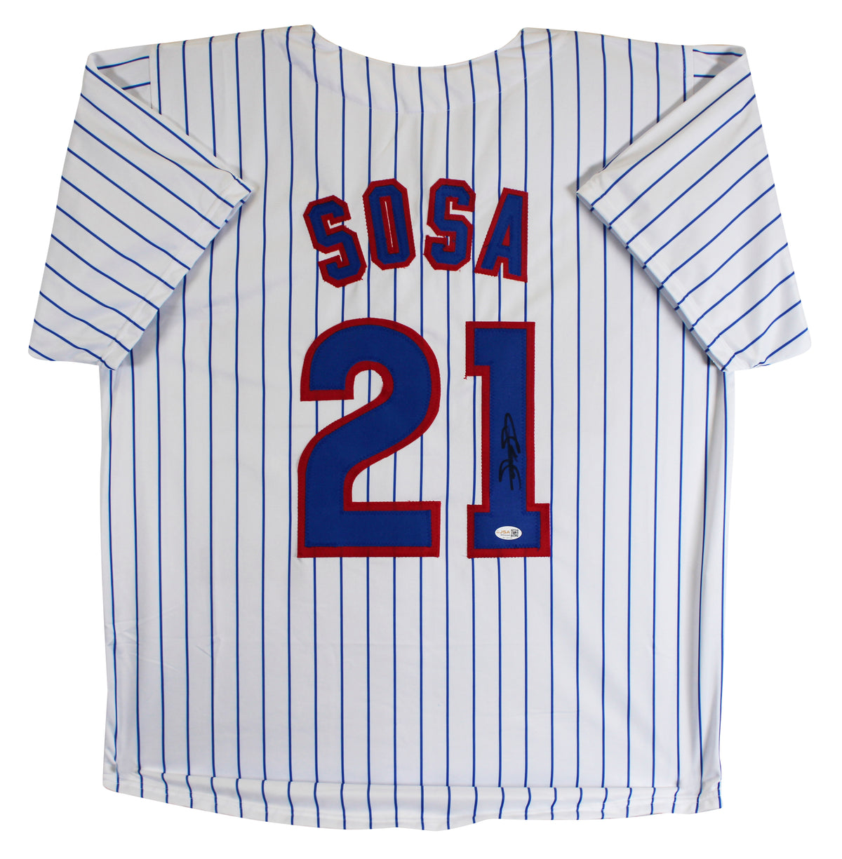 Sammy Sosa Authentic Signed White Pinstripe Pro Style Jersey JSA Witness
