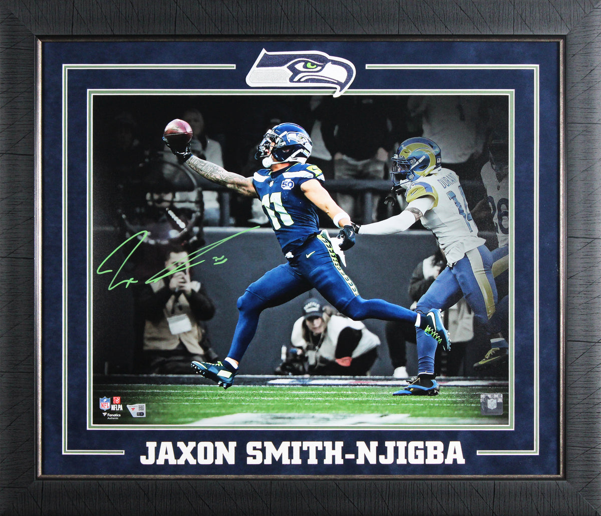 Seahawks Jaxon Smith-Njigba Authentic Signed 16x20 Framed Photo Vs Rams Fanatics