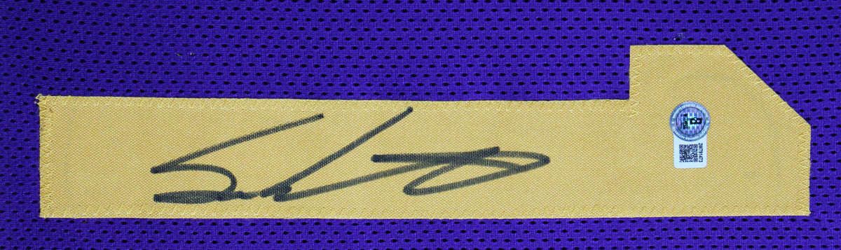 LSU Sam Leavitt Authentic Signed Purple Pro Style Framed Jersey BAS Witnessed 2