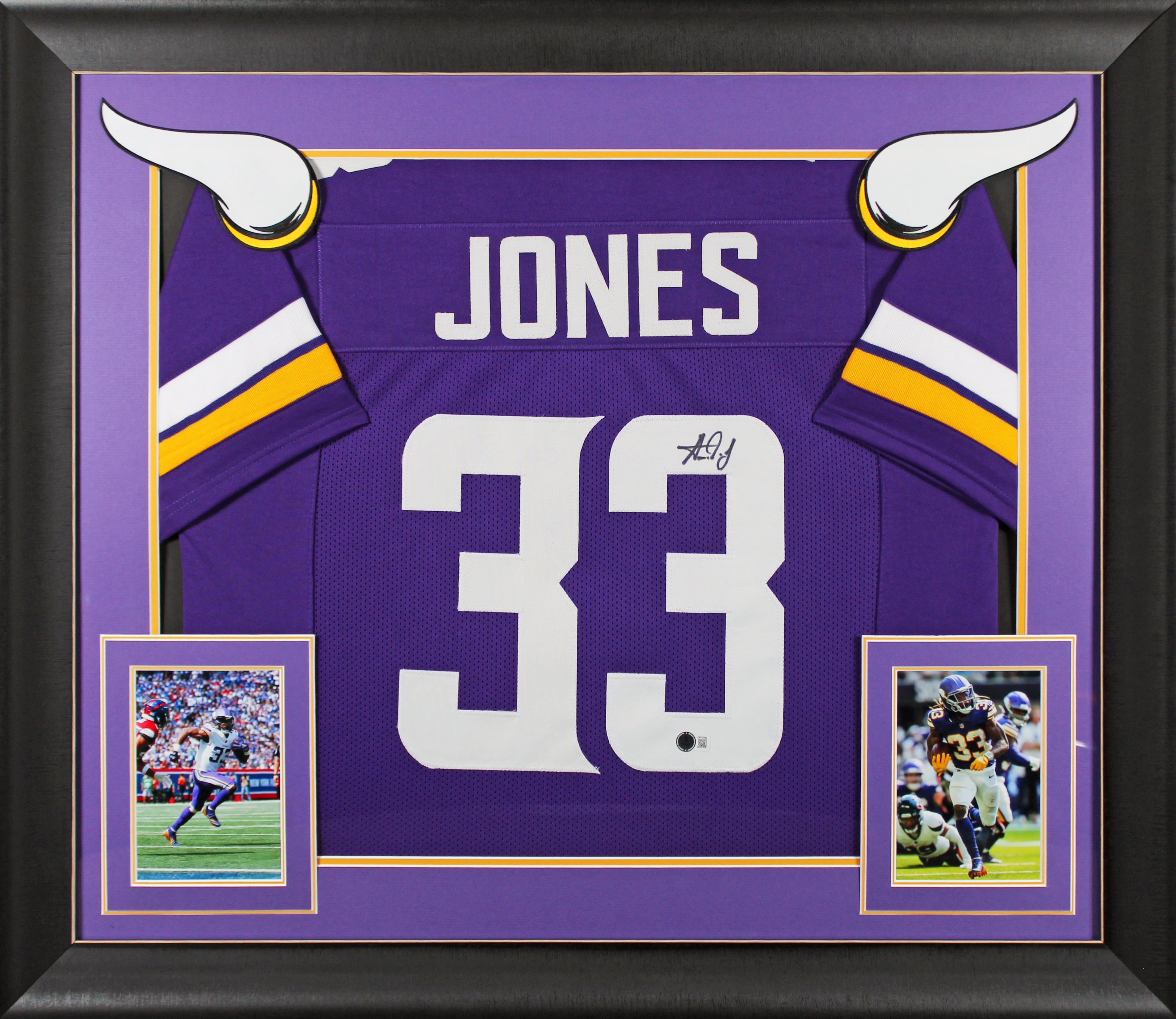 Aaron Jones Authentic Signed Purple Pro Style Framed Jersey BAS Witnessed