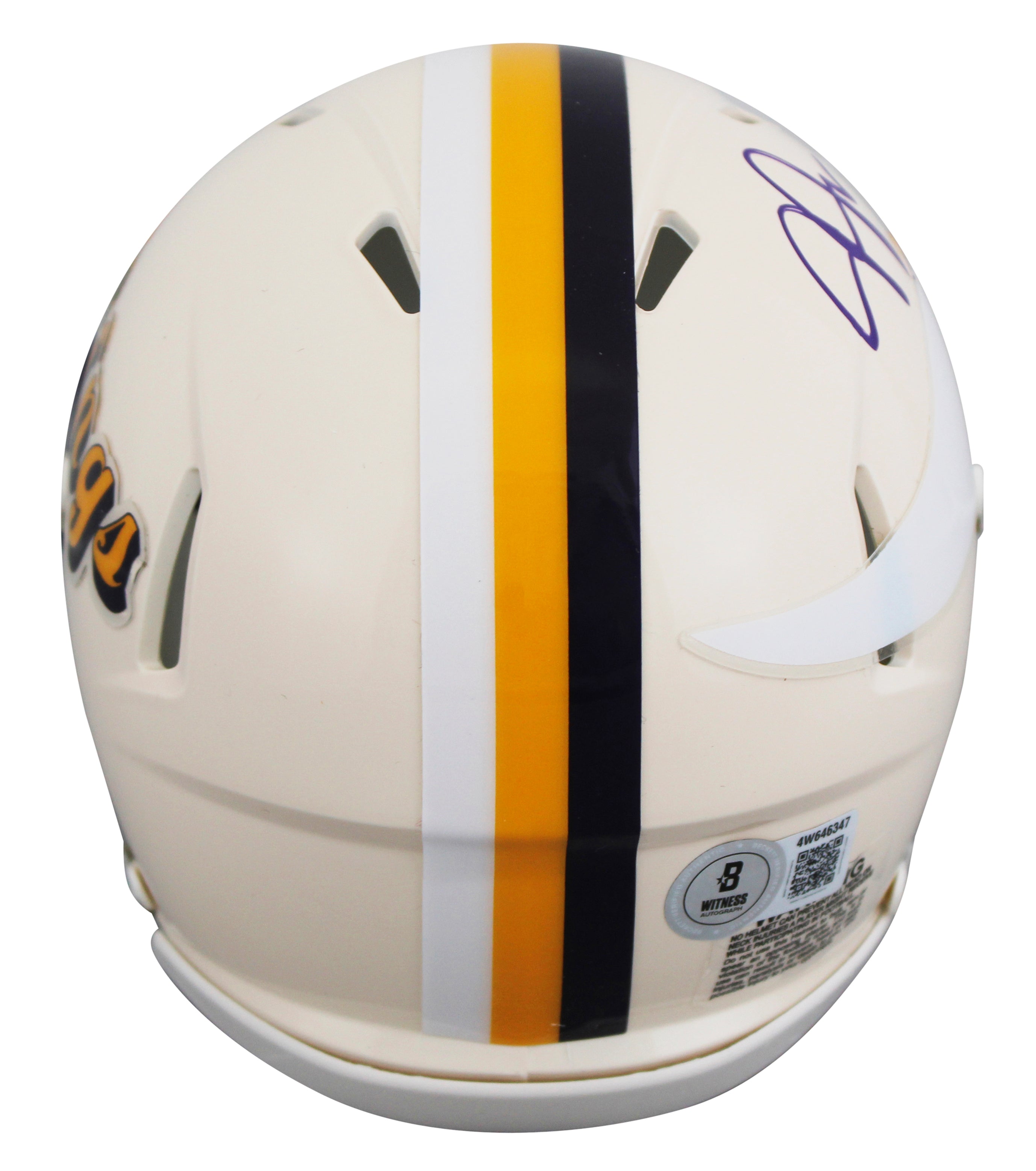 Vikings Justin Jefferson Authentic Signed Retro Speed Mini Helmet BAS Witnessed
