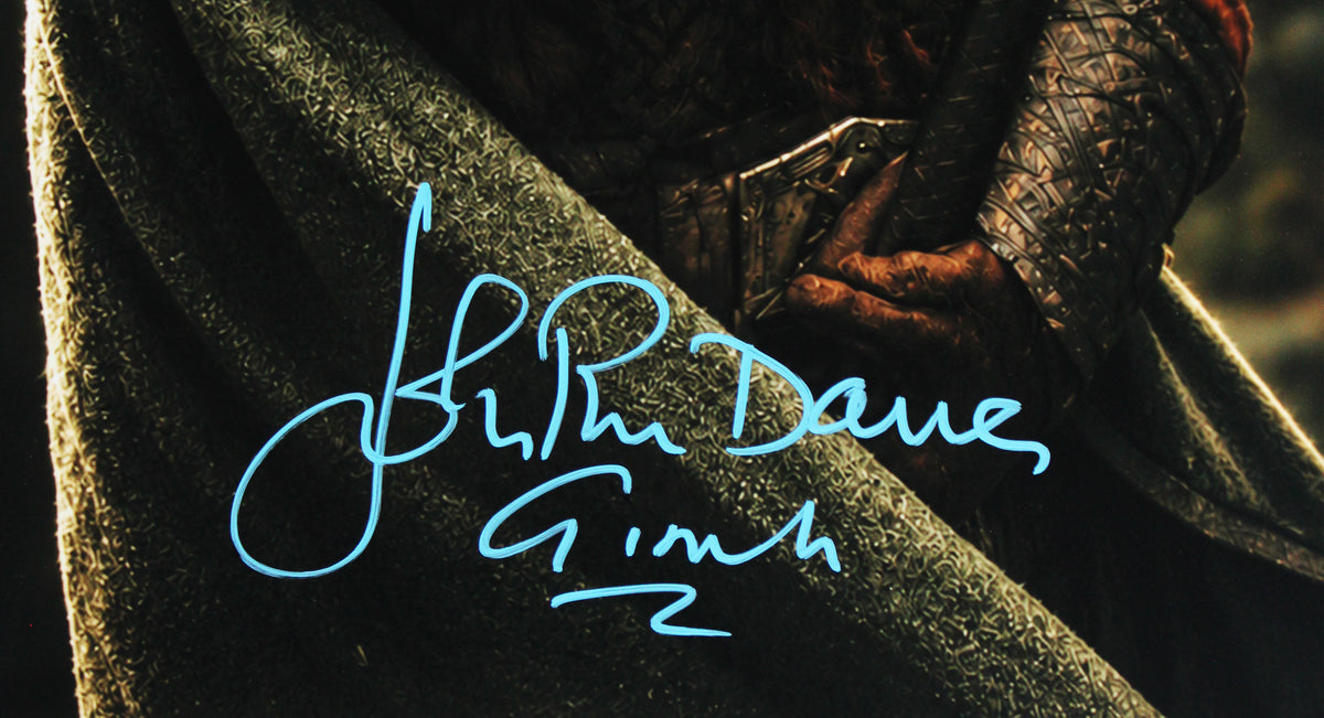 John Rhys-Davies Lord of the Rings "Gimli" Signed 16x20 Swinging Axe Photo BAS W