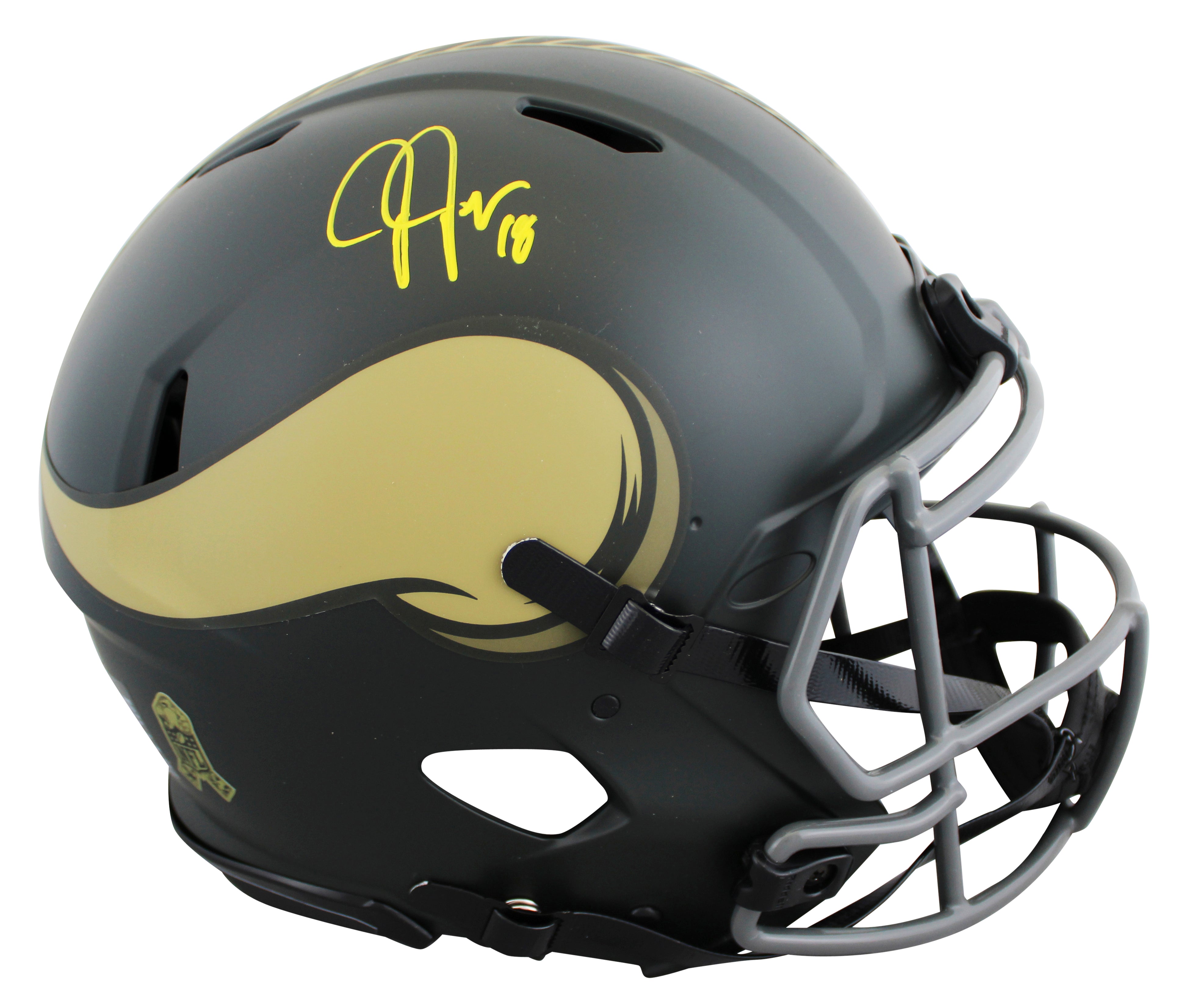 Vikings Justin Jefferson Signed STS IV F/S Speed Proline Helmet W/ Case BAS Wit