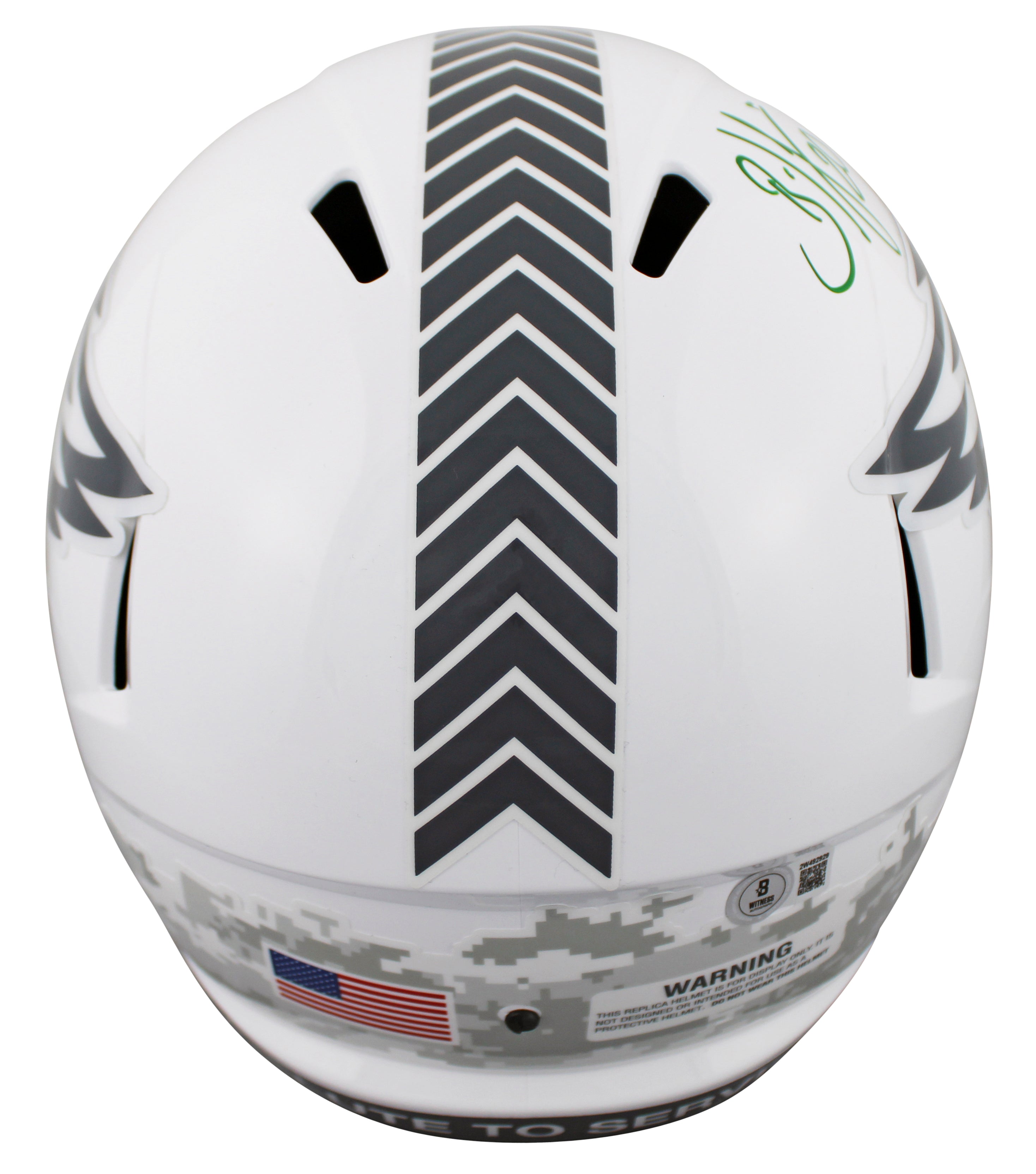 Eagles Brian Dawkins Signed Salute To Service III F/S Speed Rep Helmet BAS Wit