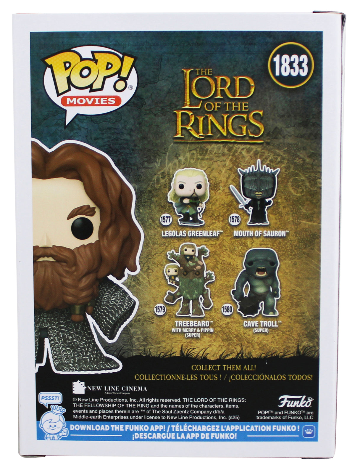 John Rhys-Davies LOTR "Gimli" Signed #1833 Funko Pop Figure w/ Yellow Sig BAS W