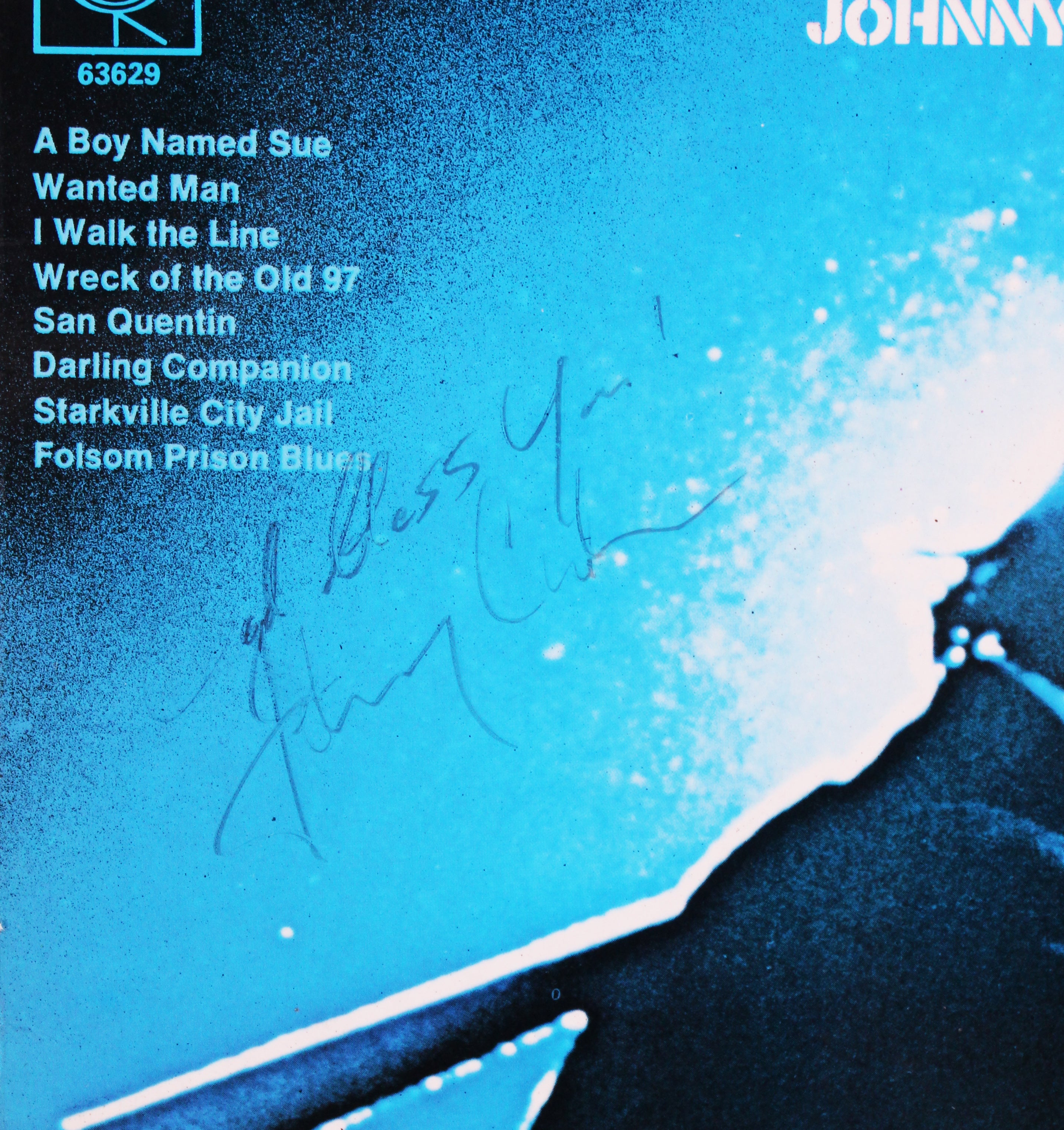 Johnny Cash "God Bless You!" Signed Johnny Cash At San Quentin Album Cover BAS