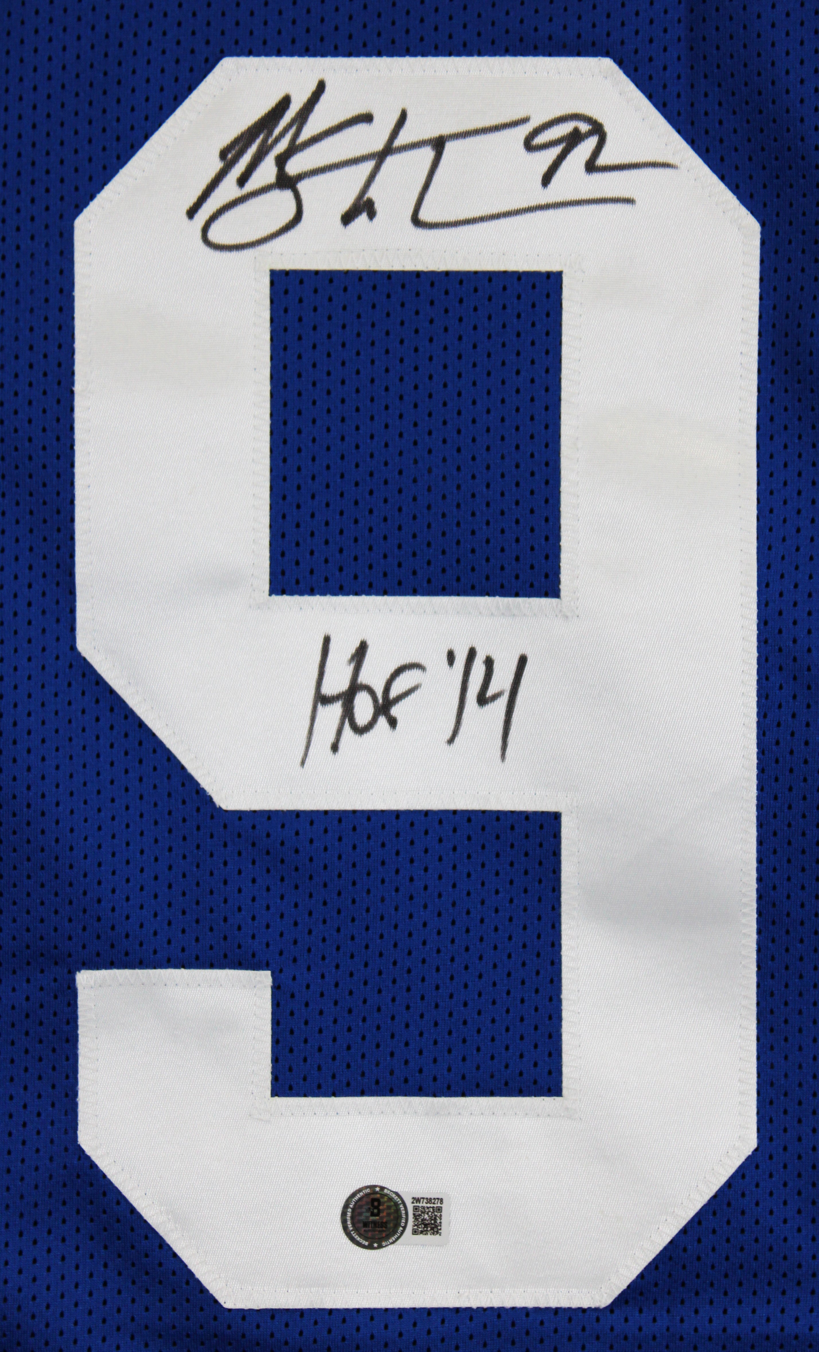 Michael Strahan "HOF 14" Signed Blue Pro Style Framed Jersey BAS Witnessed 2