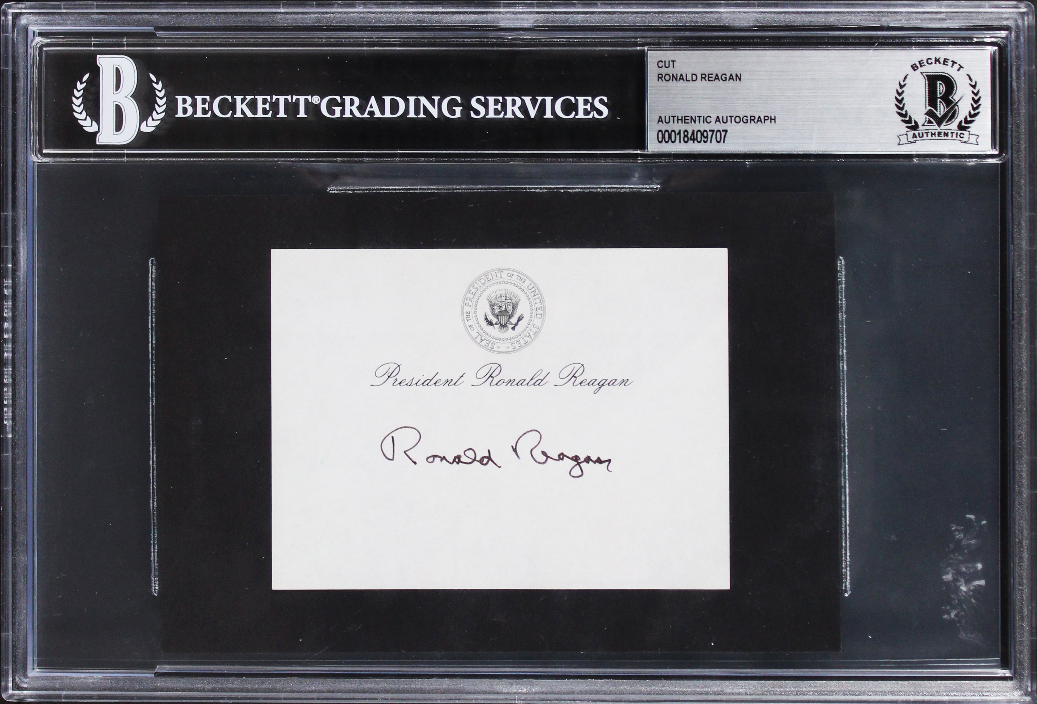 Ronald Reagan Authentic Signed 3x4 Cut Signature Autographed BAS Slabbed 2