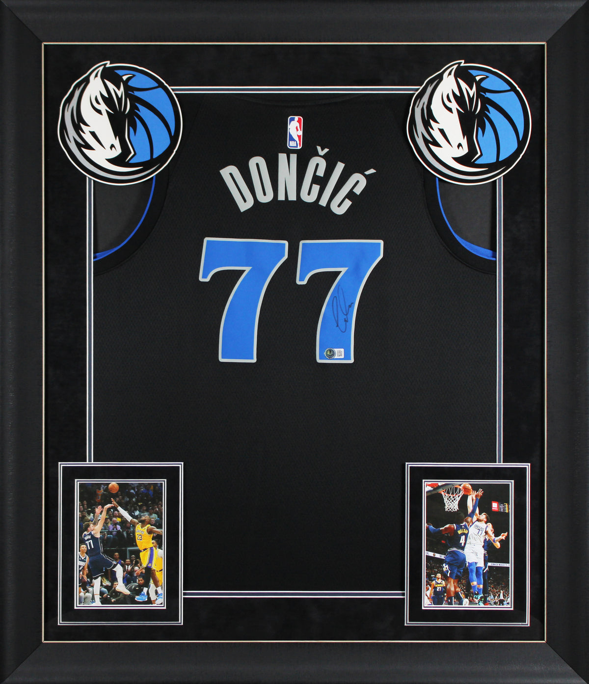 Mavericks Luka Doncic Authentic Signed Black Nike Framed Jersey BAS #AE09905