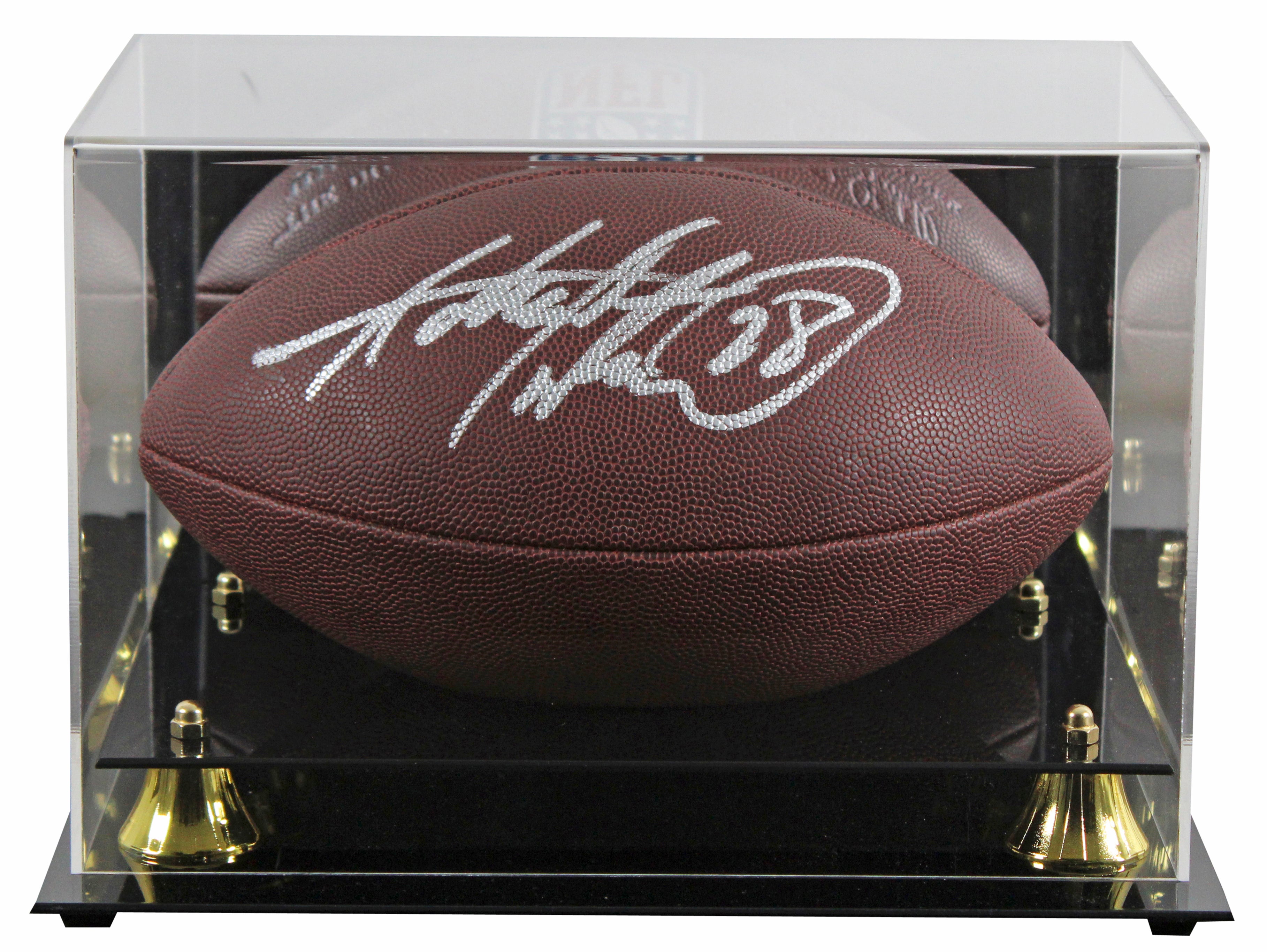 Vikings Adrian Peterson Signed Wilson Duke Replica Football W/ Case BAS Witness
