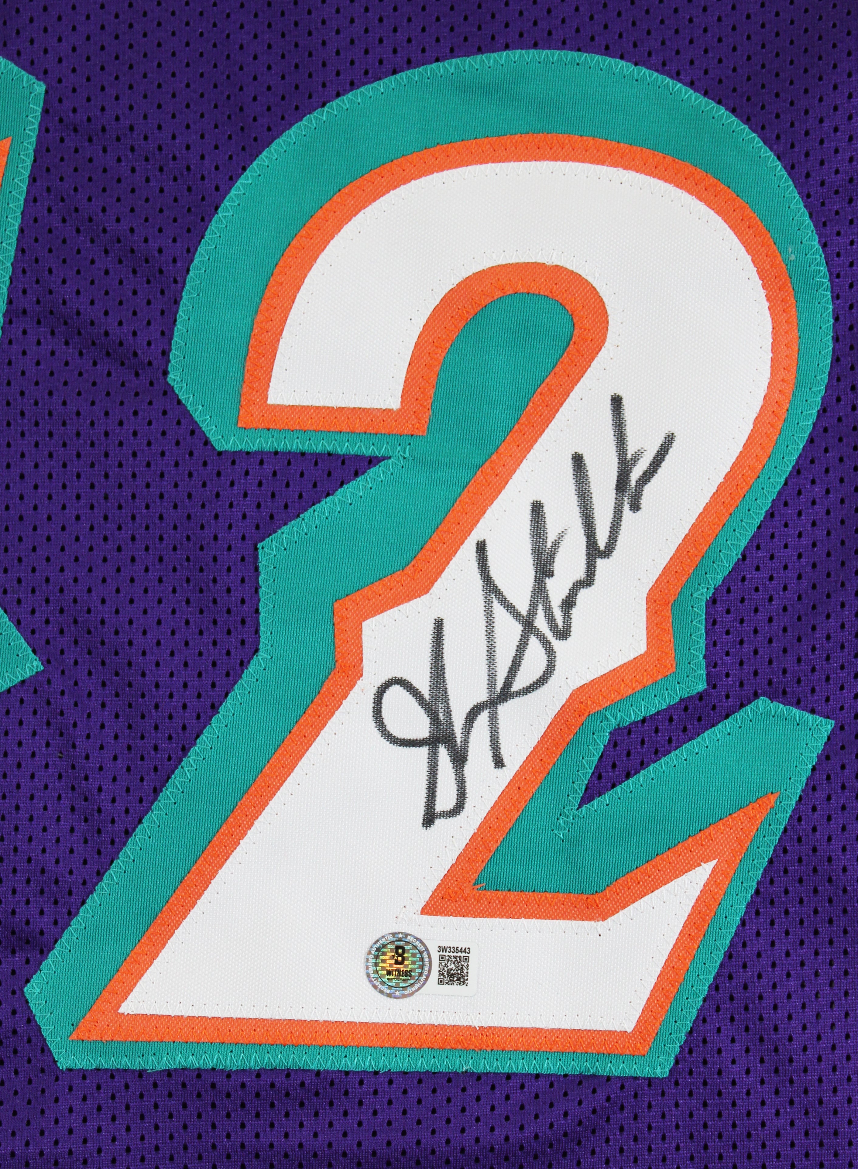 John Stockton Authentic Signed Purple Pro Style Jersey Autographed BAS Witnessed