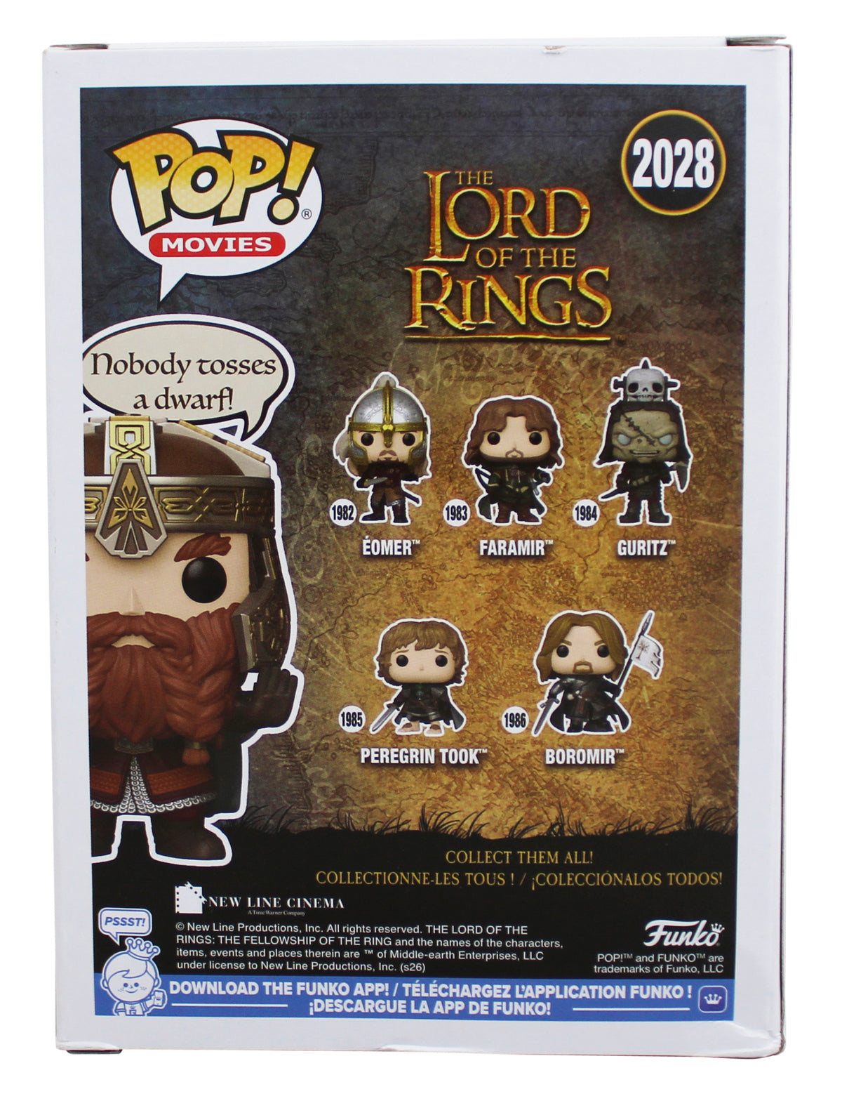 John Rhys-Davies LOTR "Gimli" Signed #2028 Funko Pop Figure BAS Wit #5W070141