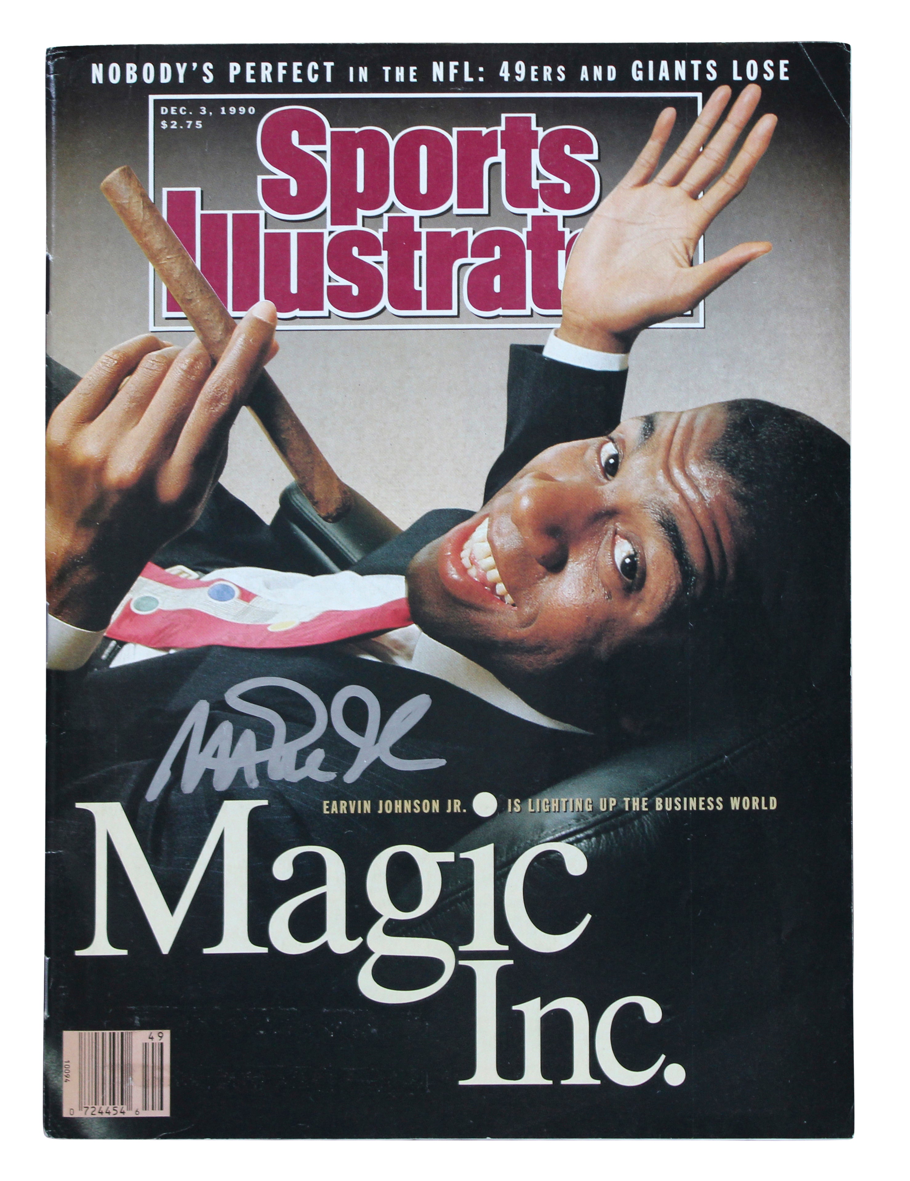 Lakers Magic Johnson Signed December 1990 Sports Illustrated Magazine BAS Wit