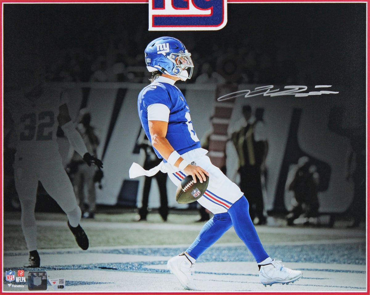 Giants Jaxson Dart Signed 16x20 Framed Horizontal Spotlight Photo Fanatics