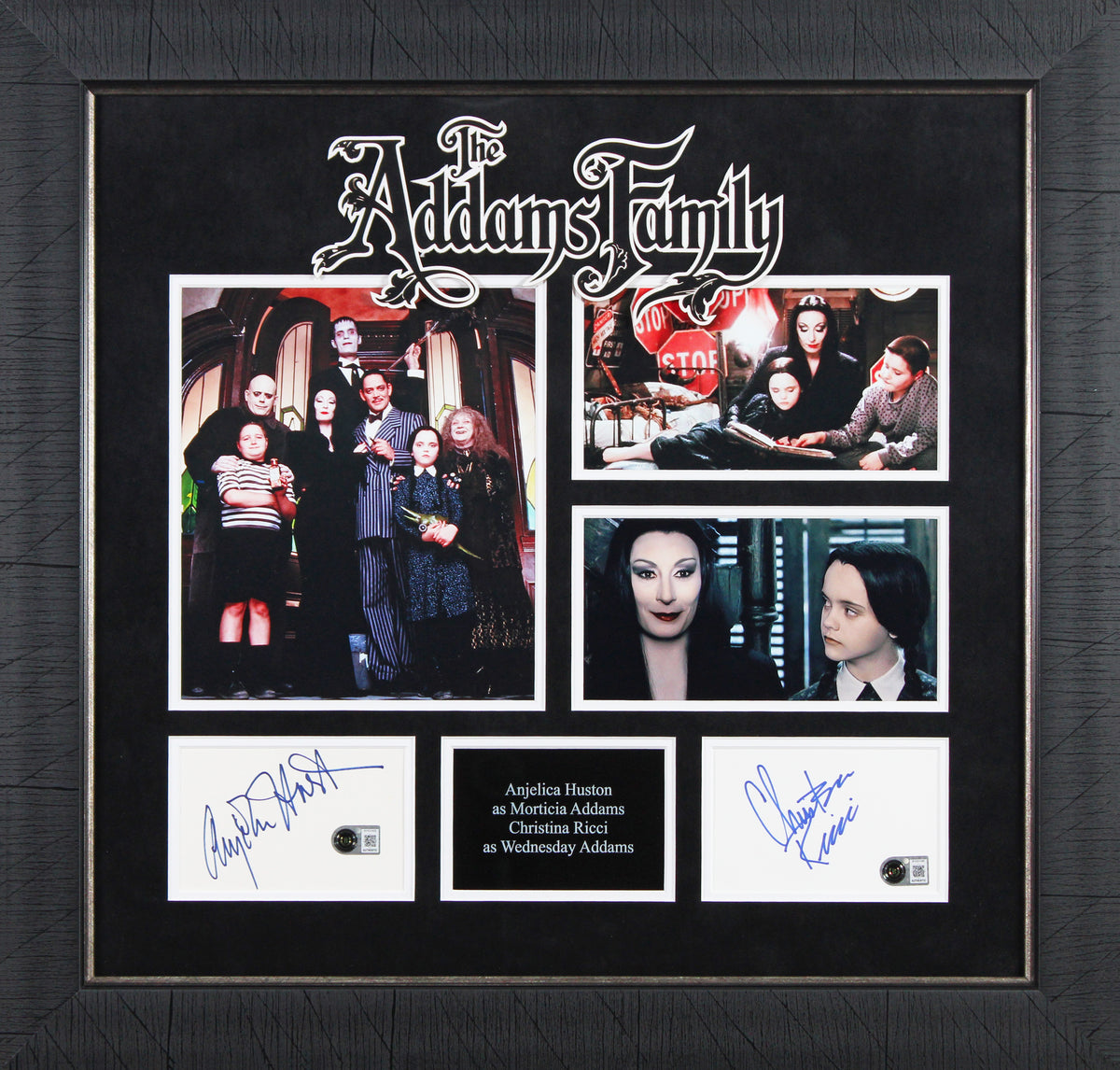 Anjelica Huston & Christina Ricci The Addams Family Signed Framed Display BAS