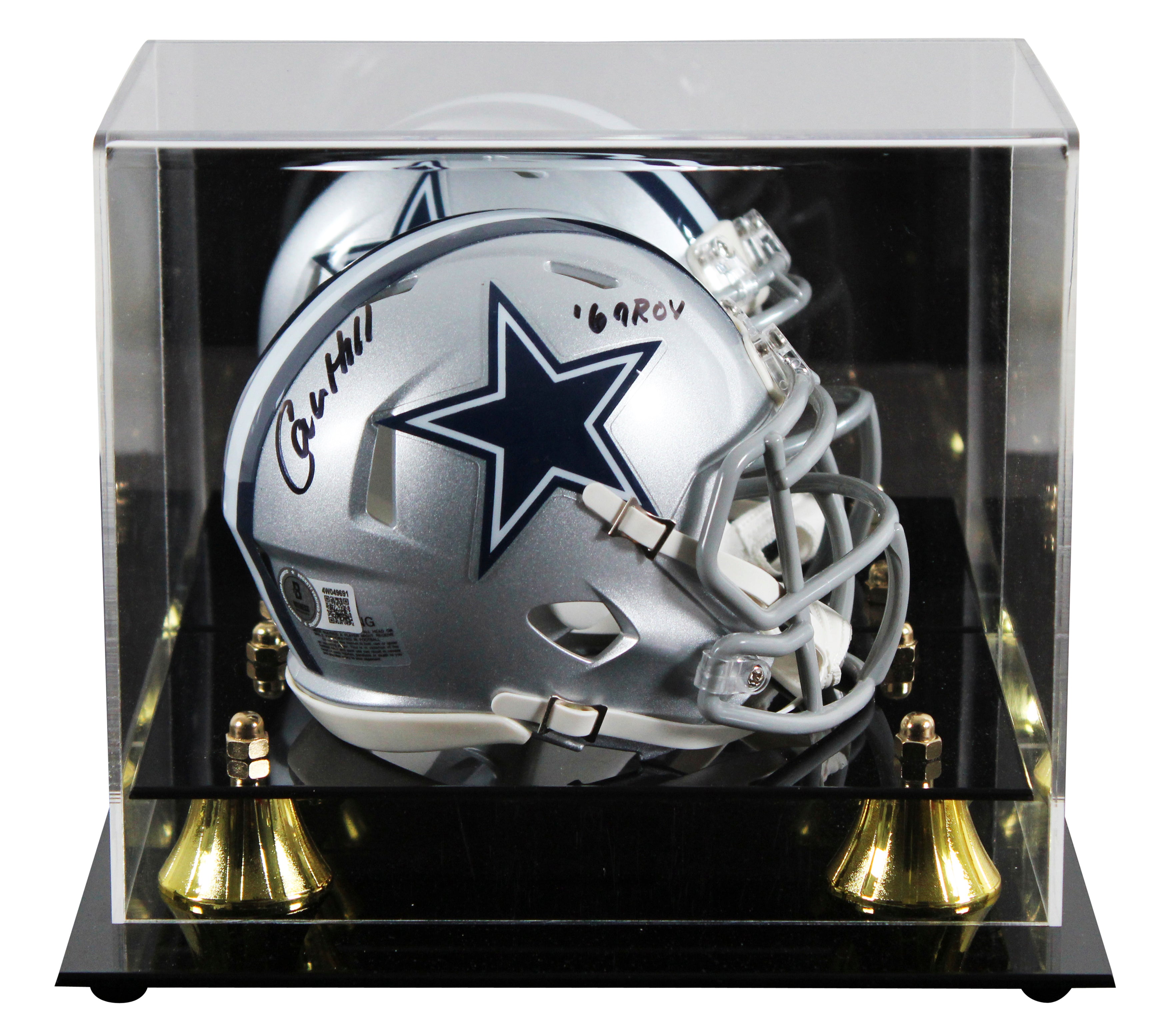 Cowboys Calvin Hill "ROY 1969" Signed Speed Mini Helmet W/ Case BAS Witnessed