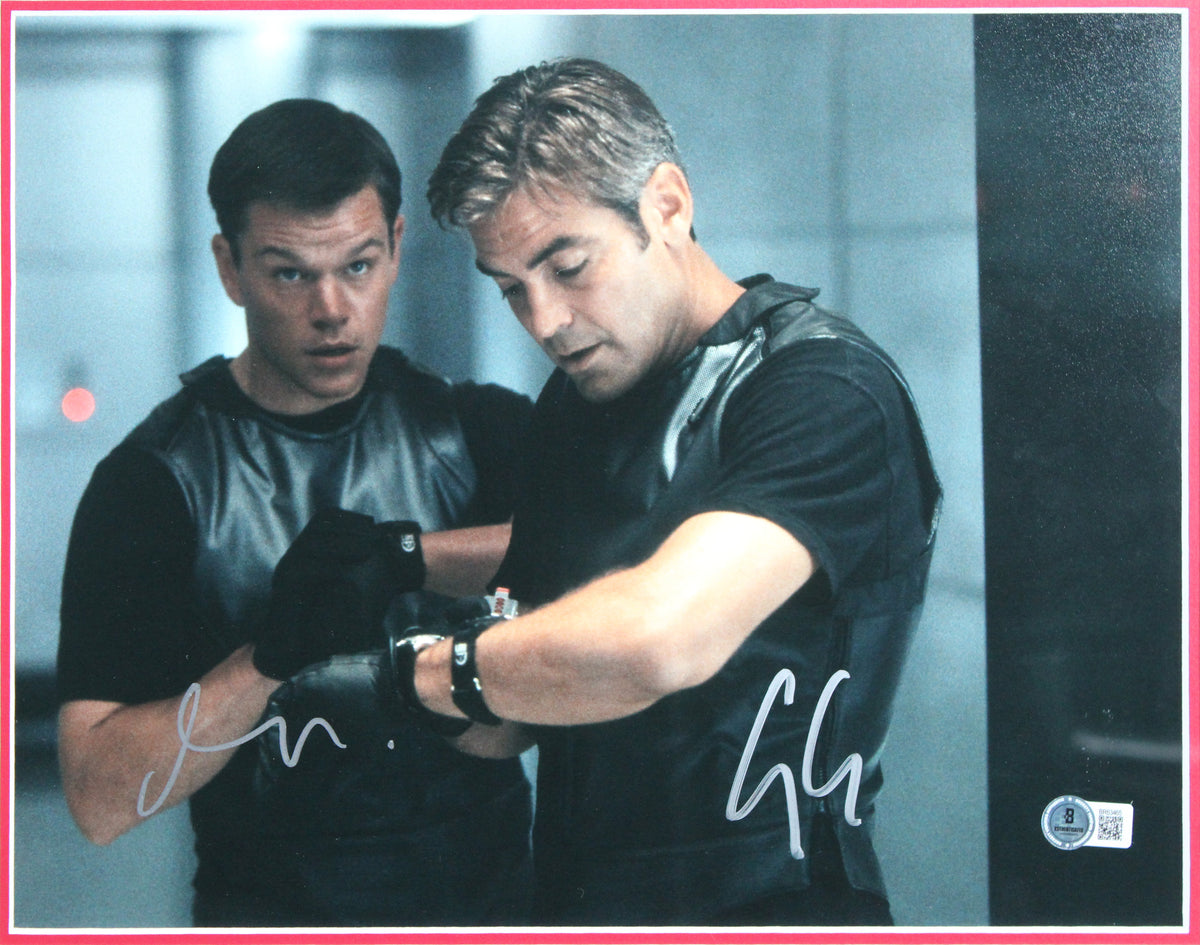 George Clooney & Matt Damon Ocean's 11 Signed 11x14 Framed Photo BAS #BR63465