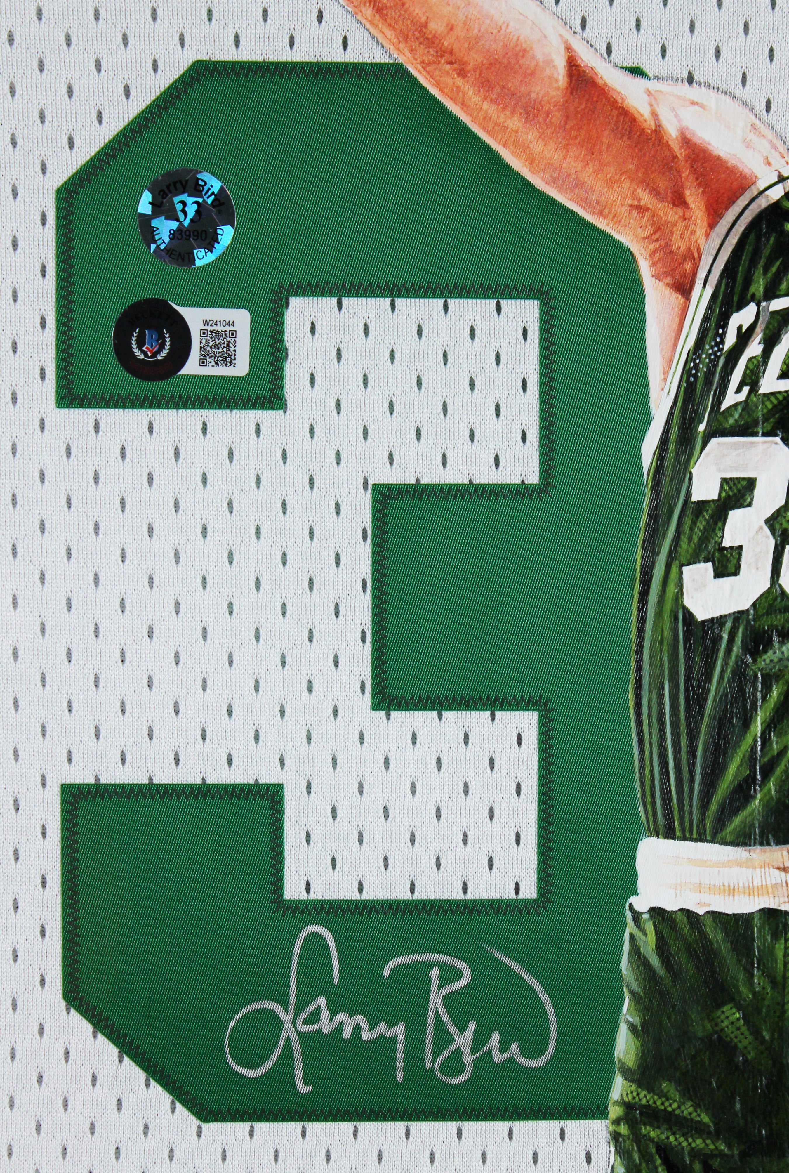 Larry Bird Signed Hand Painted LE 1/1 By William Zavala Framed Jersey BAS Wit