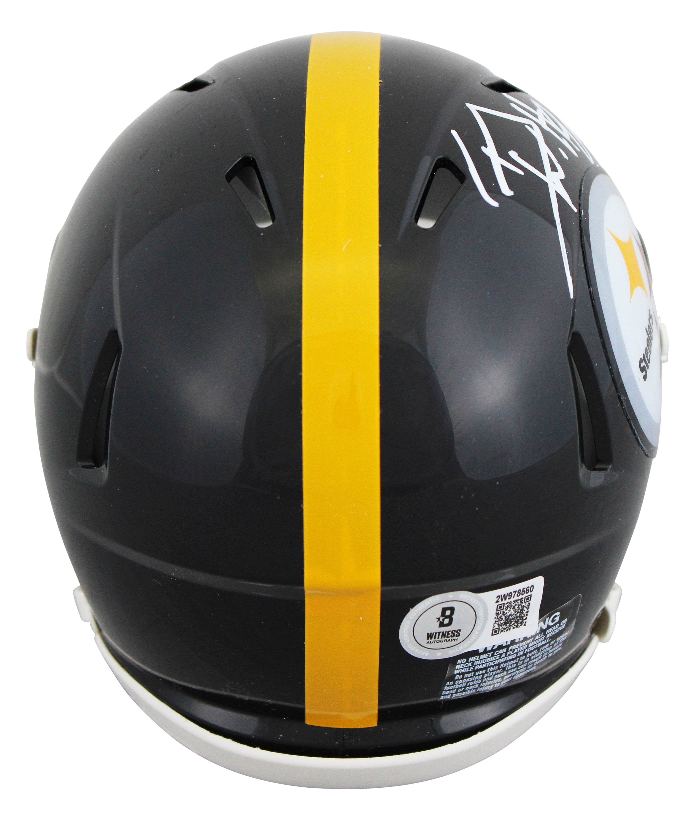 Steelers T.J. Watt Signed Speed Mini Helmet W/ Case w/ White Sig BAS Witnessed