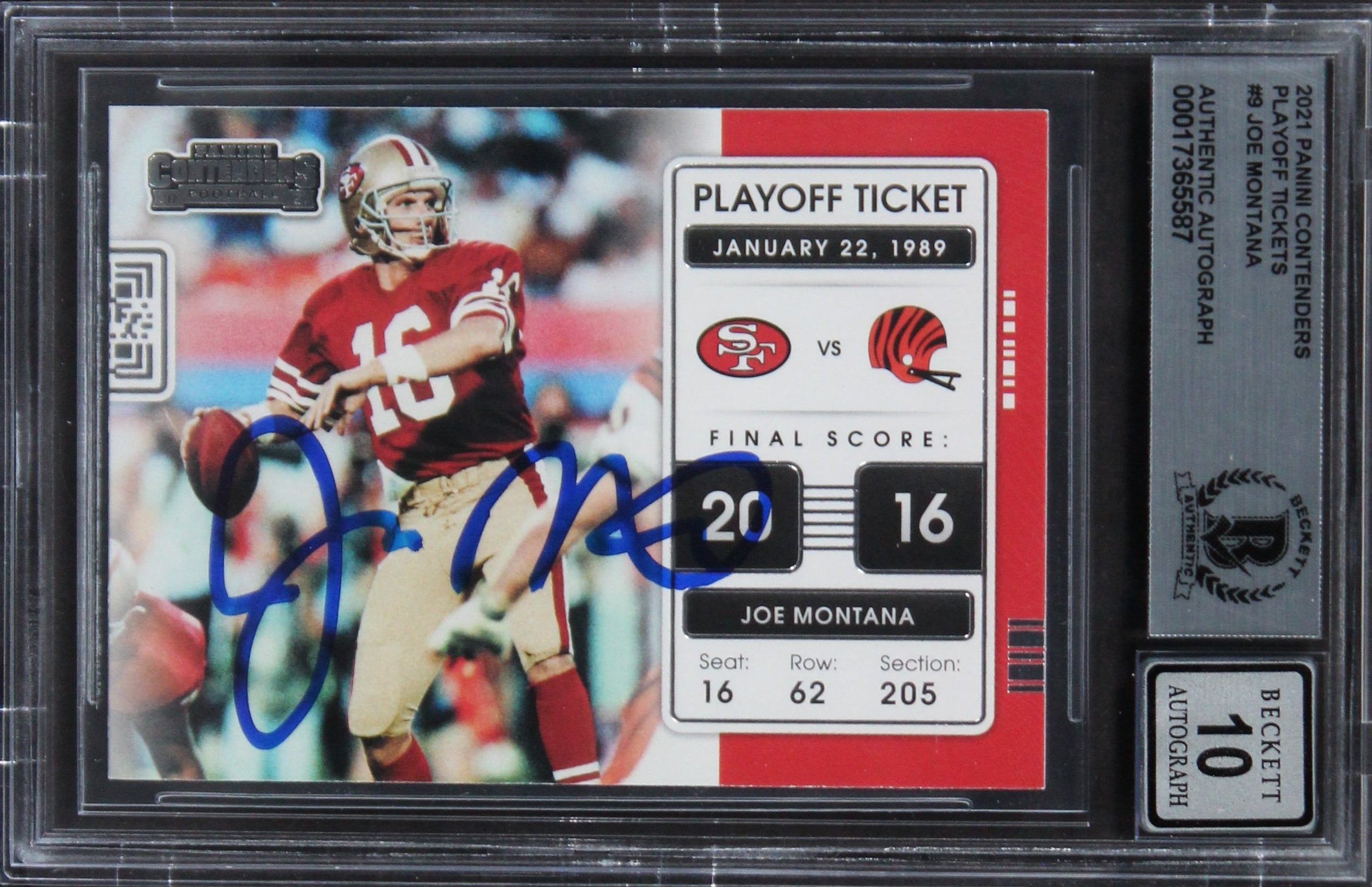 49ers Joe Montana 2021 Panini Contenders PT #9 Card Auto Graded 10! BAS Slabbed