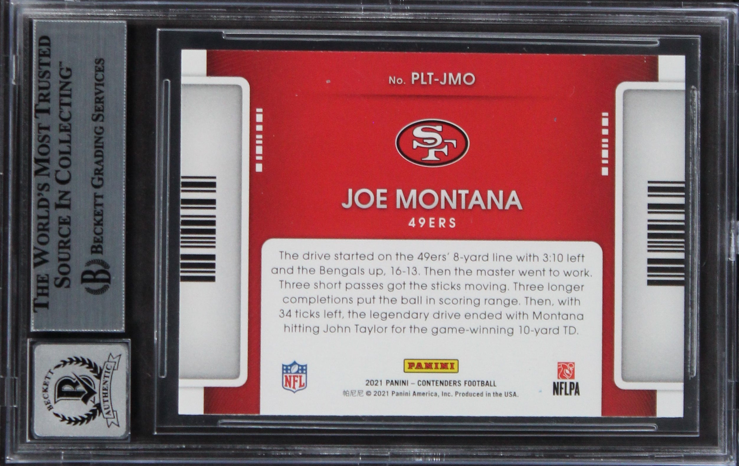 49ers Joe Montana 2021 Panini Contenders PT #9 Card Auto Graded 10! BAS Slabbed