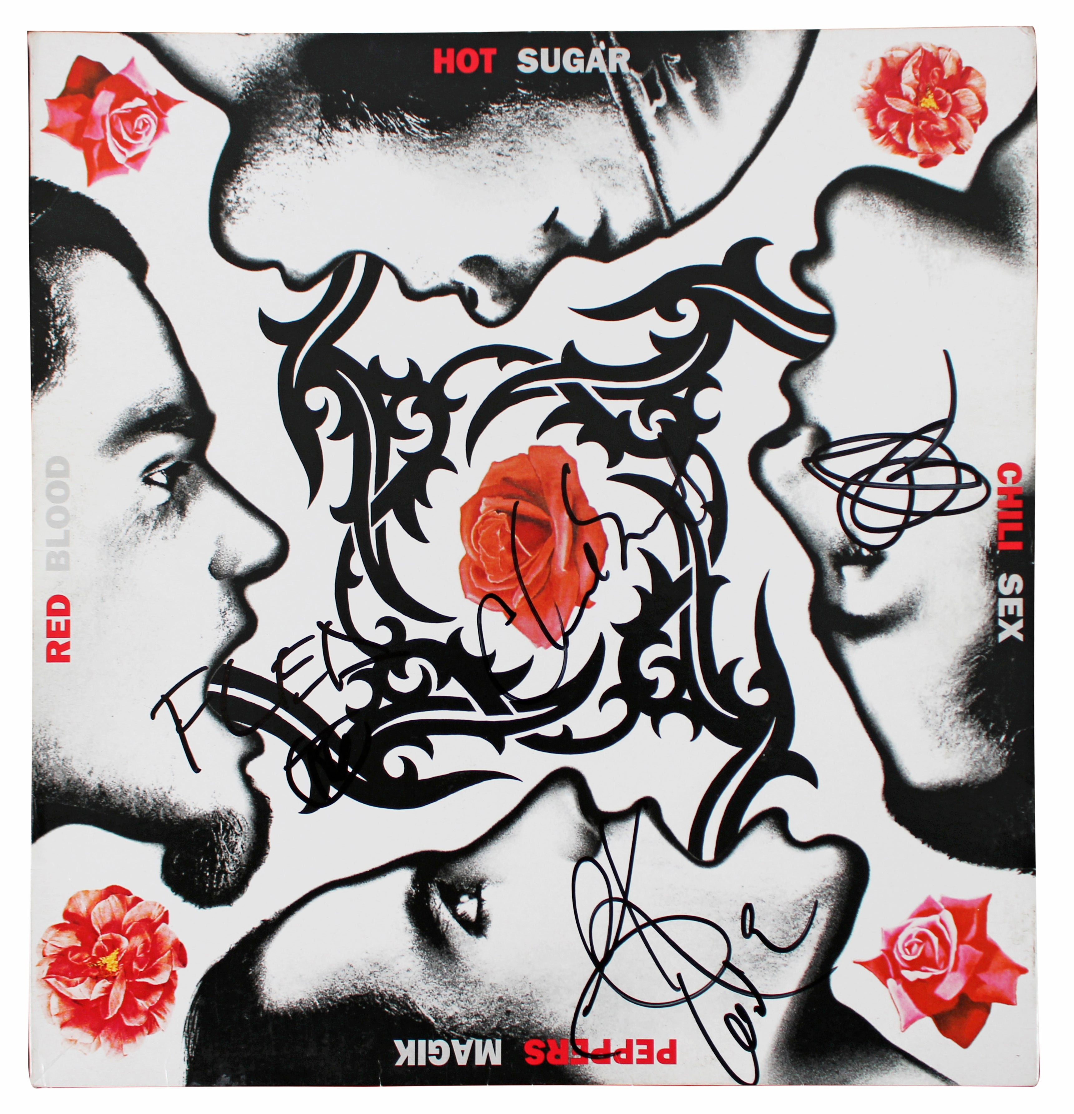 RHCP (4) Kiedis, Flea, Smith, & Frusciante  Signed Album Cover W/ Vinyl BAS LOA