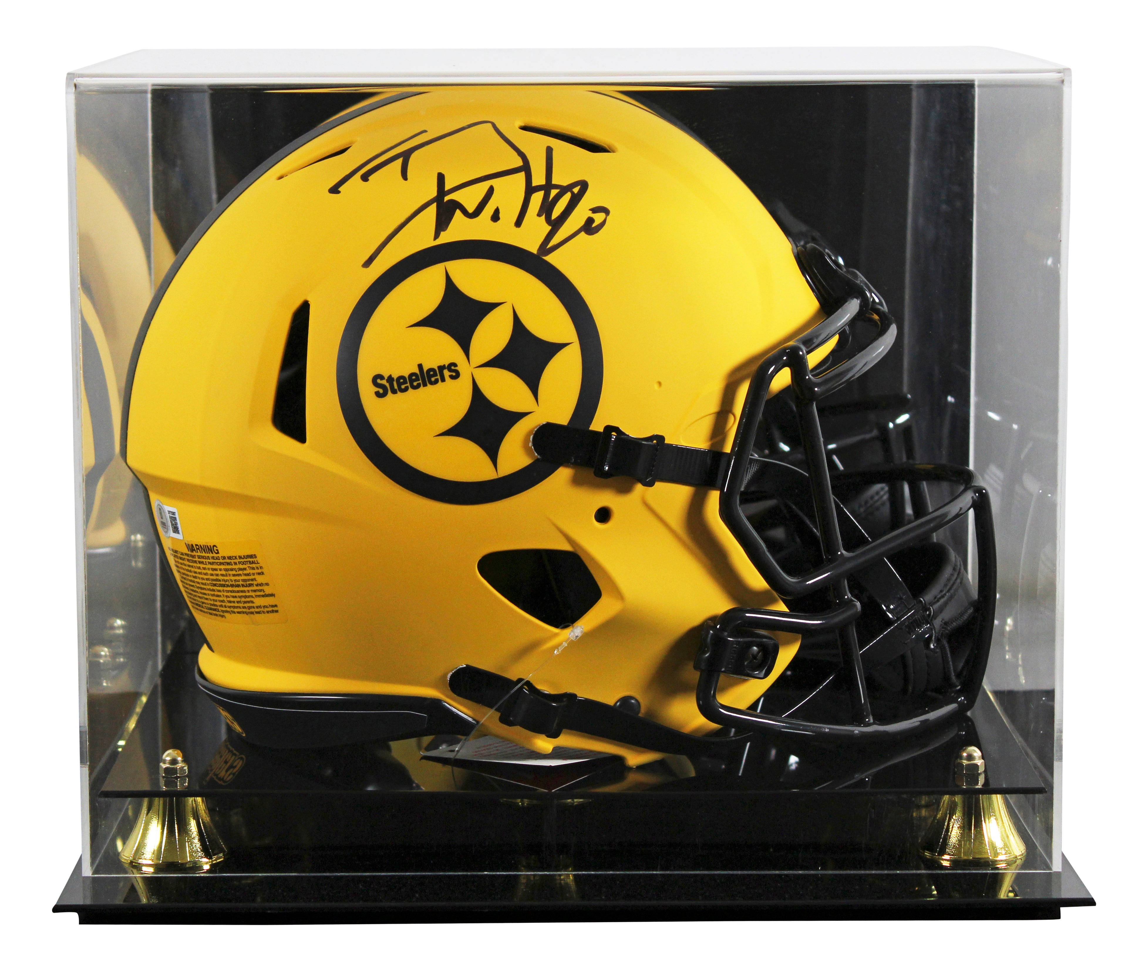 Steelers T.J. Watt Signed Rave Full Size Speed Proline Helmet W/ Case BAS Wit