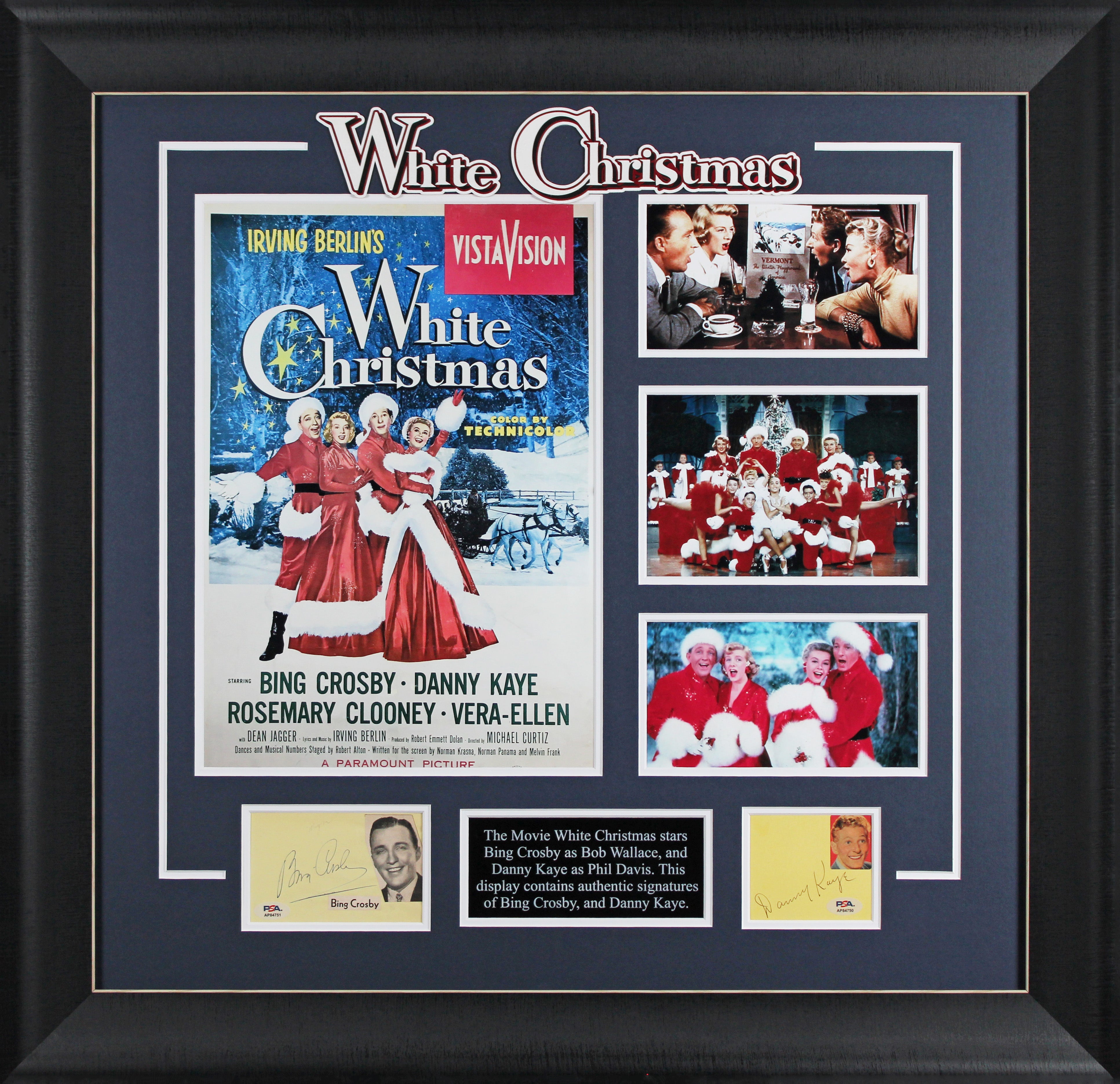 Bing Crosby & Danny Kaye White Christmas Authentic Signed Framed Display PSA/DNA