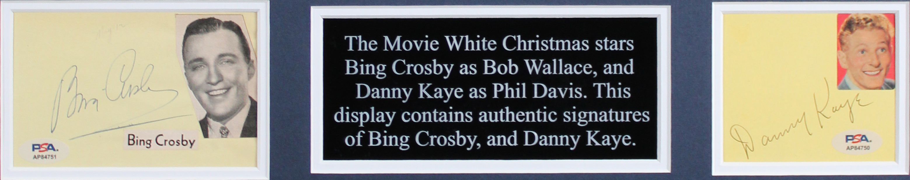 Bing Crosby & Danny Kaye White Christmas Authentic Signed Framed Display PSA/DNA