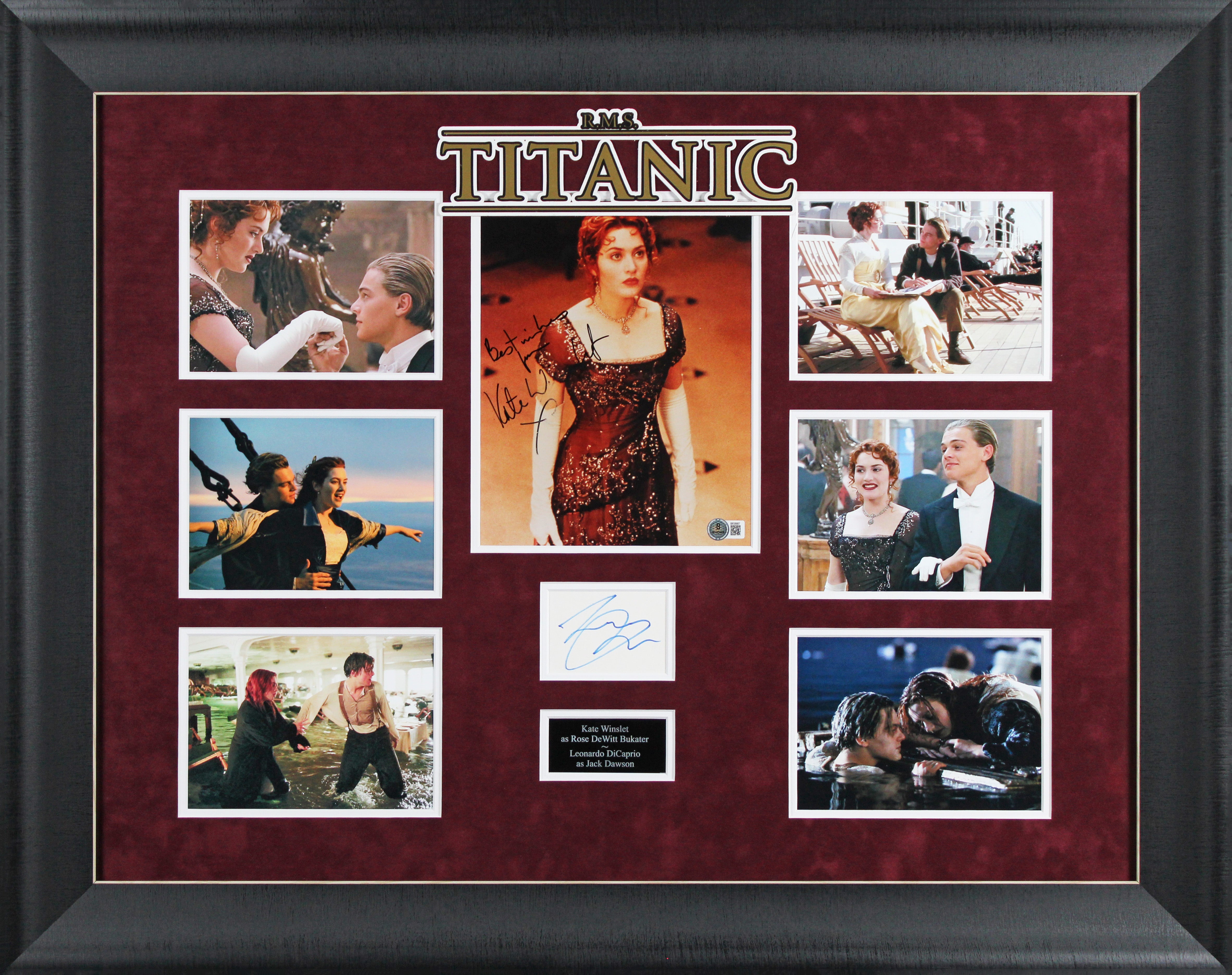 Leonard DiCaprio & Kate Winslet Titanic Signed 8x10 Framed Photo BAS #AE64187