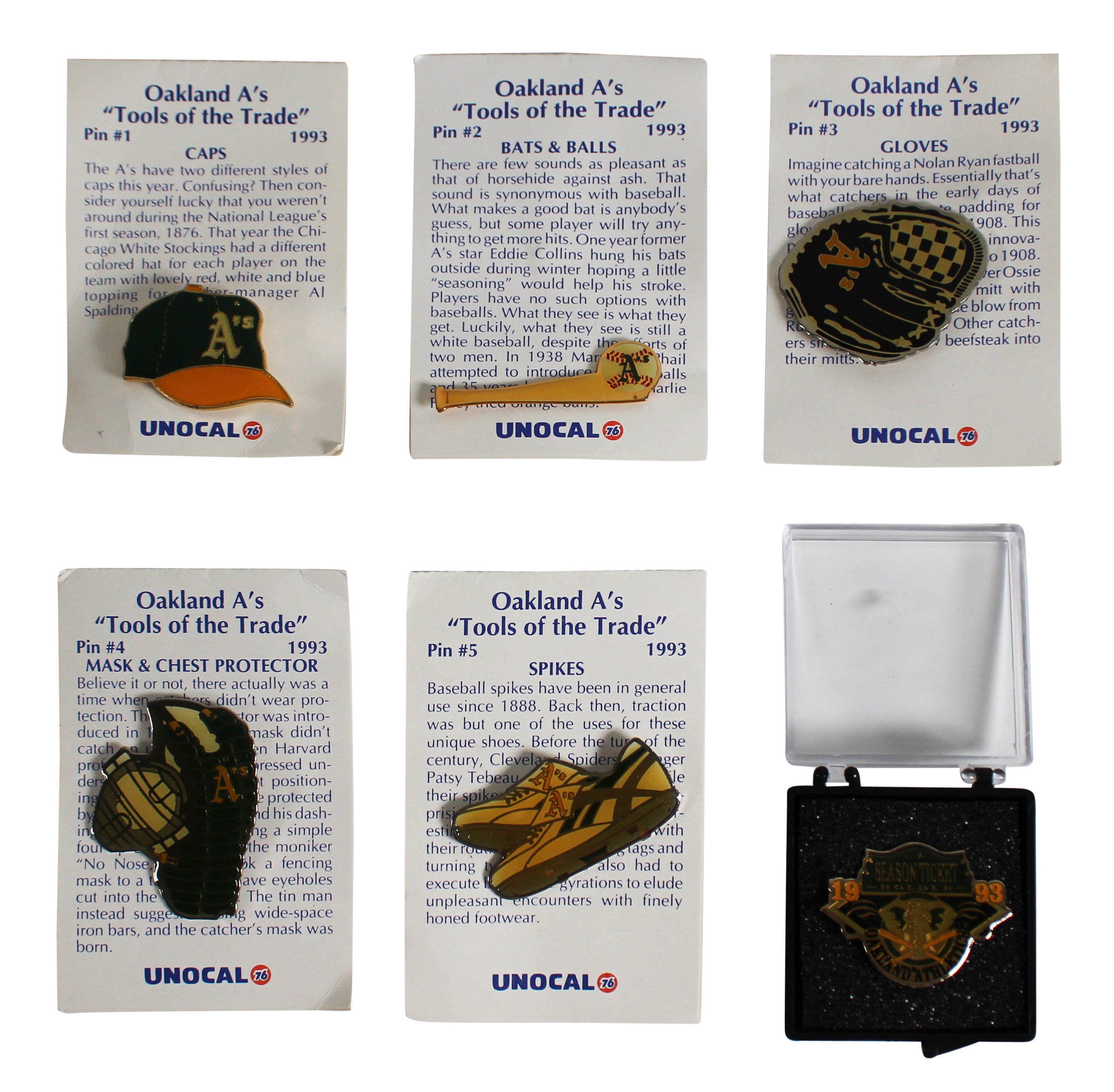 Athletics 1993 Season Collector Pin Set Un-signed 3