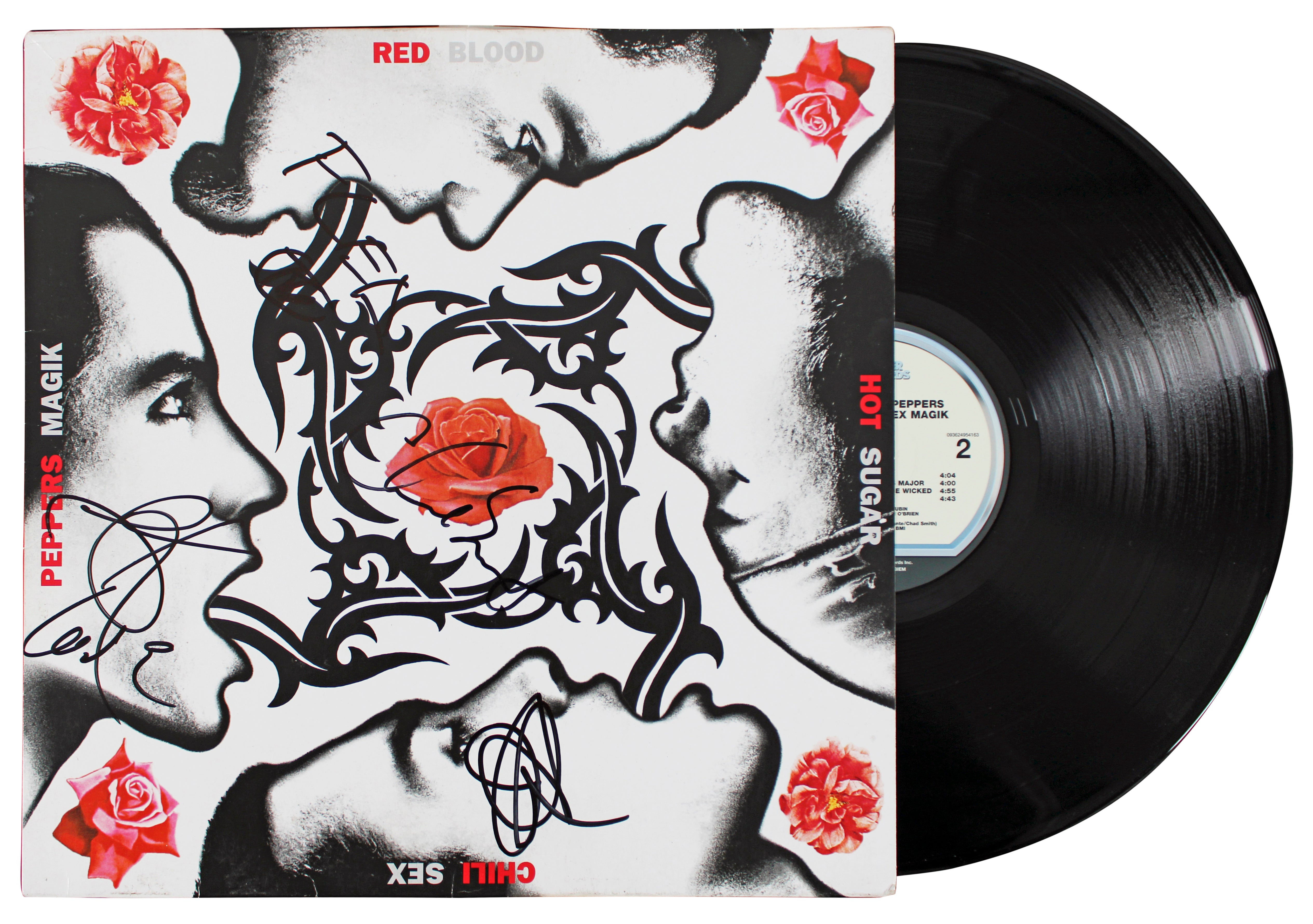 RHCP (4) Kiedis, Flea, Smith, & Frusciante  Signed Album Cover W/ Vinyl BAS LOA