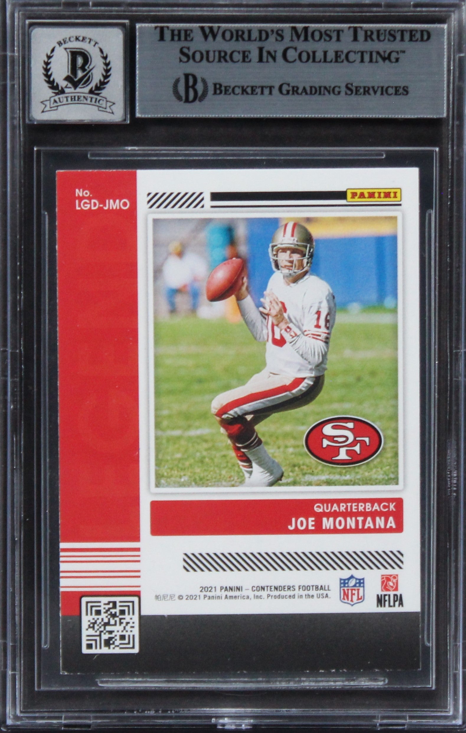 49ers Joe Montana 2021 Panini Contenders Legendary #5 Card Auto 10! BAS Slabbed