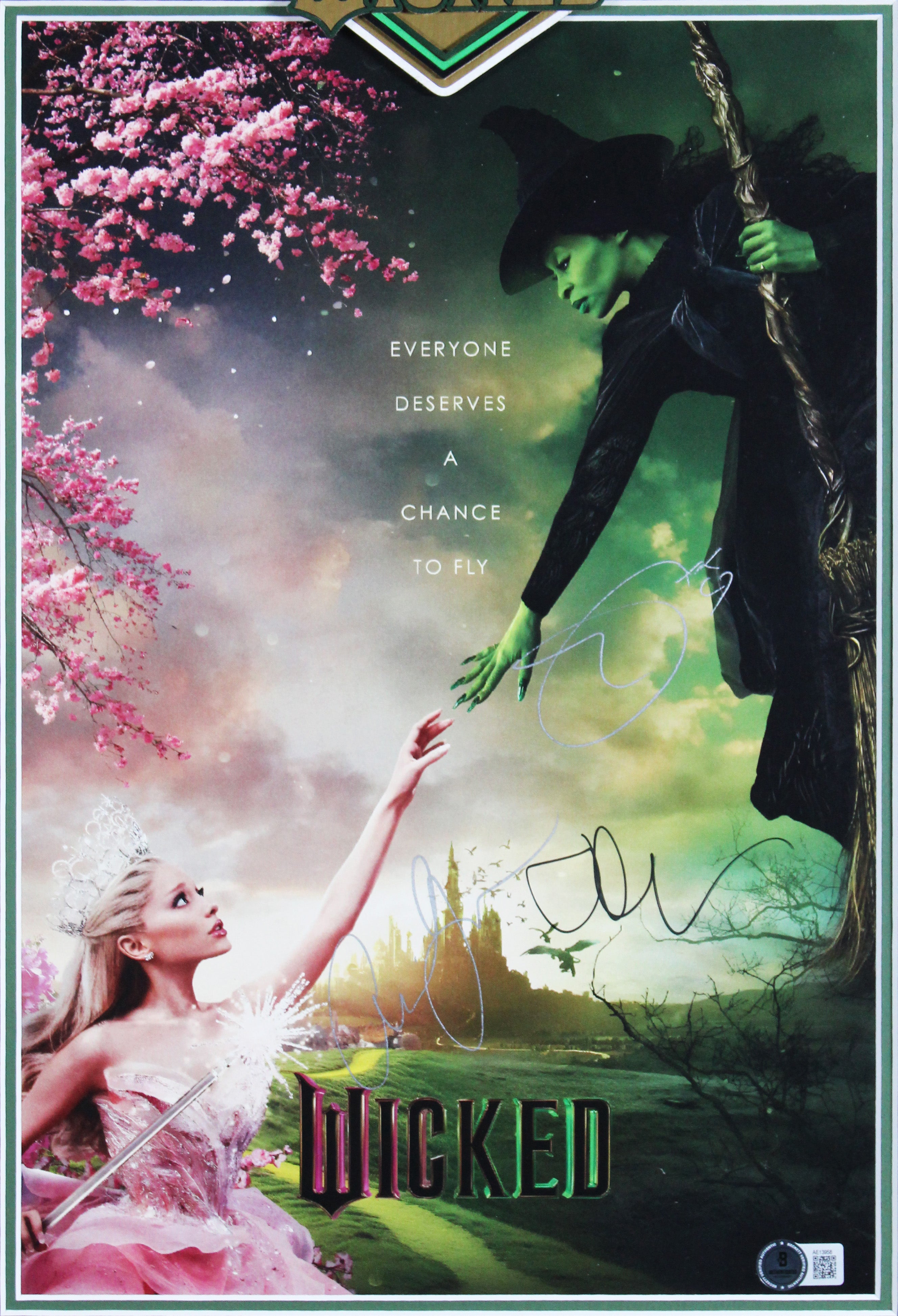 Wicked (3) Grande, Erivo & Chu Authentic Signed Framed 11x17 Photo BAS #AE13958