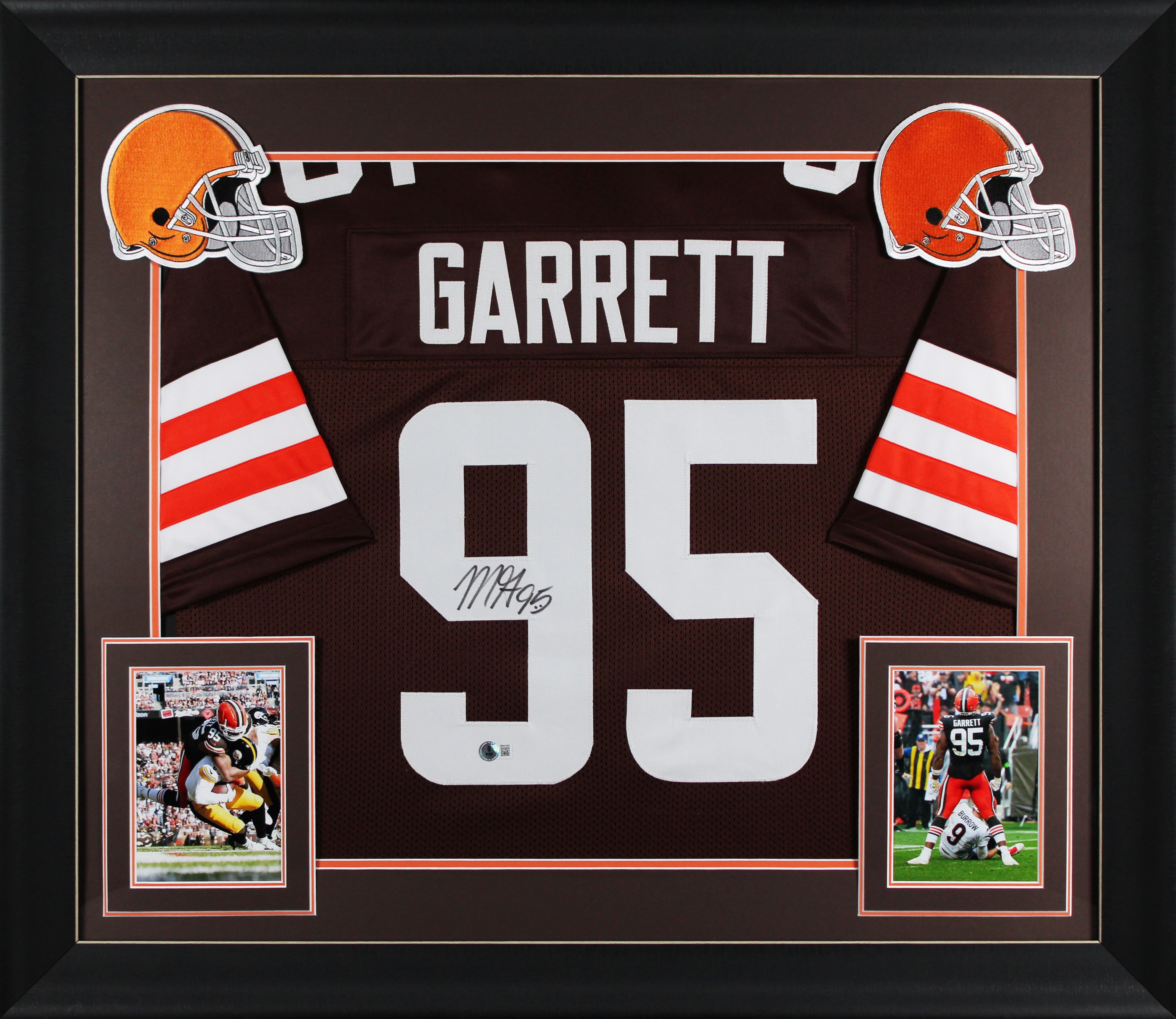 Myles Garrett Authentic Signed Brown Pro Style Framed Jersey BAS Witnessed